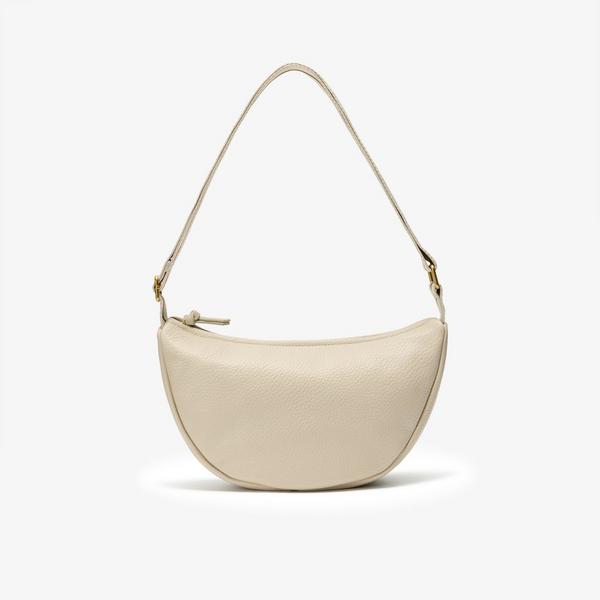 Leather Crescent Crossbody Bag  — White