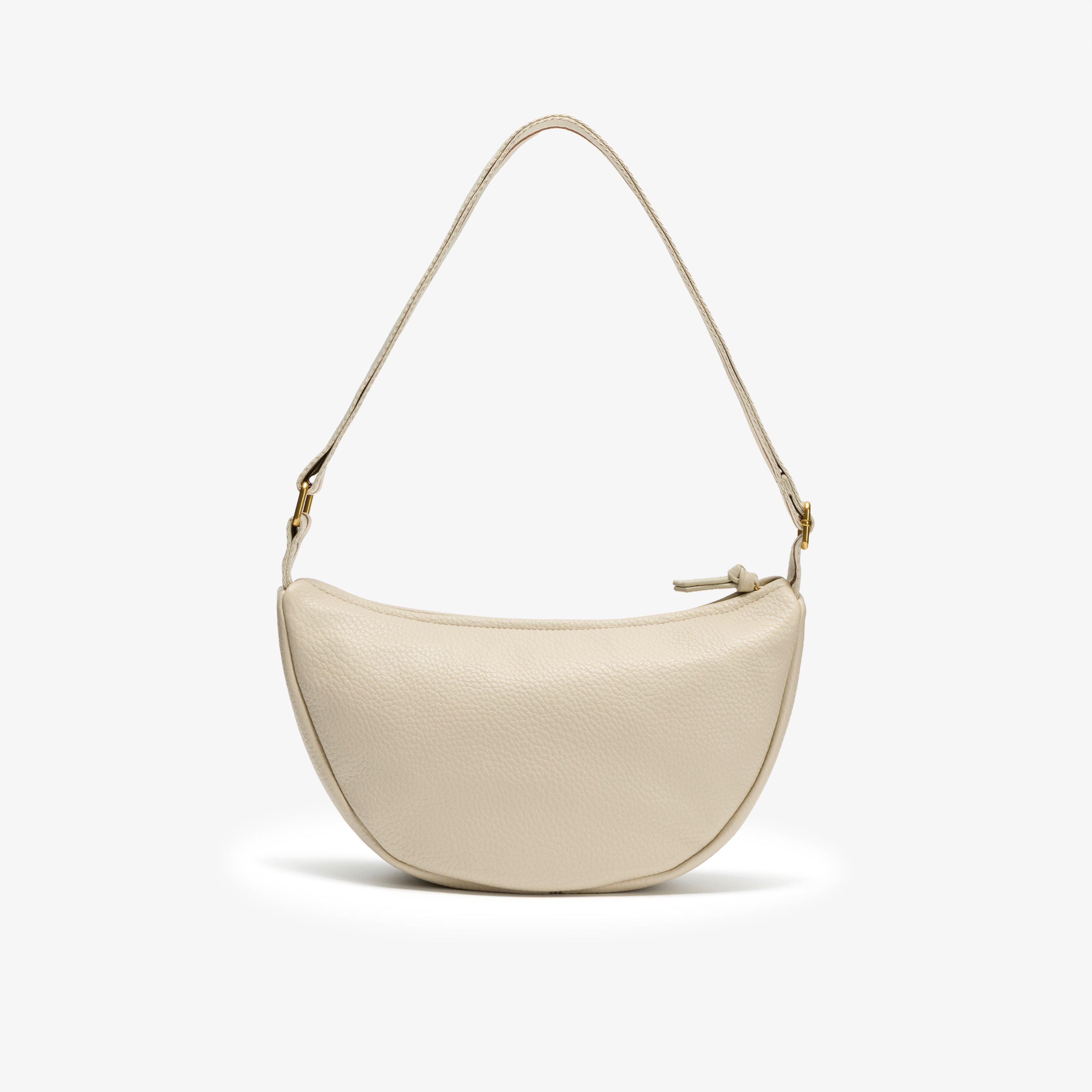 Leather Crescent Crossbody Bag  — White (alternate view)