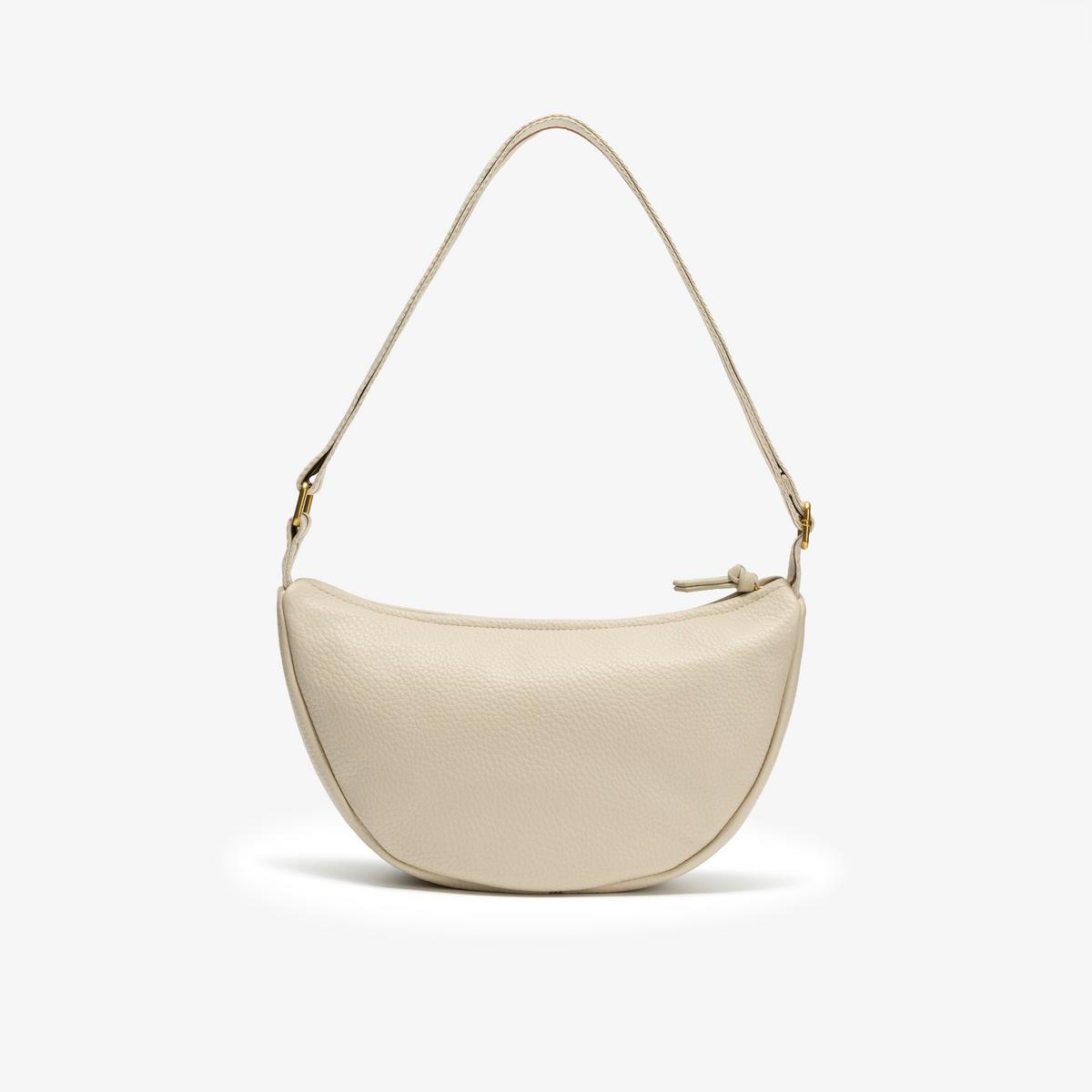 Leather Crescent Crossbody Bag  — White