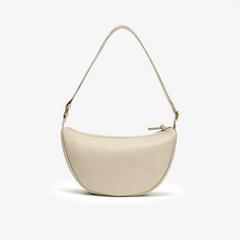Leather Crescent Crossbody Bag  — White 2