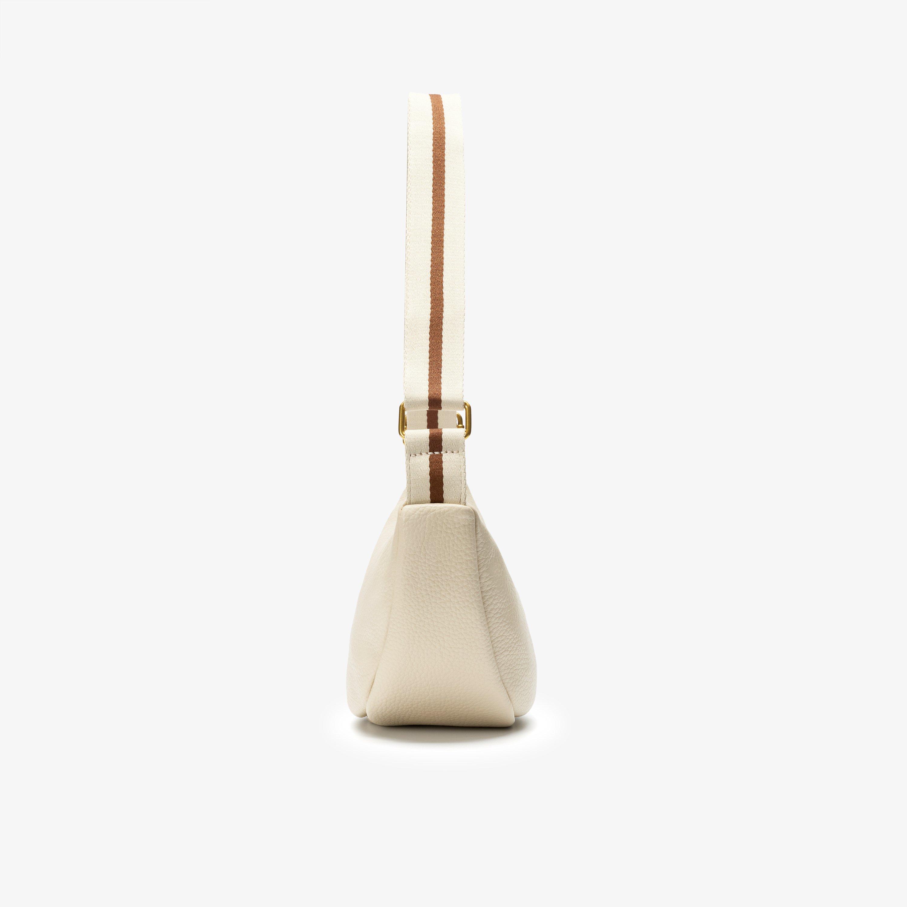 Leather Crescent Crossbody Bag  — White