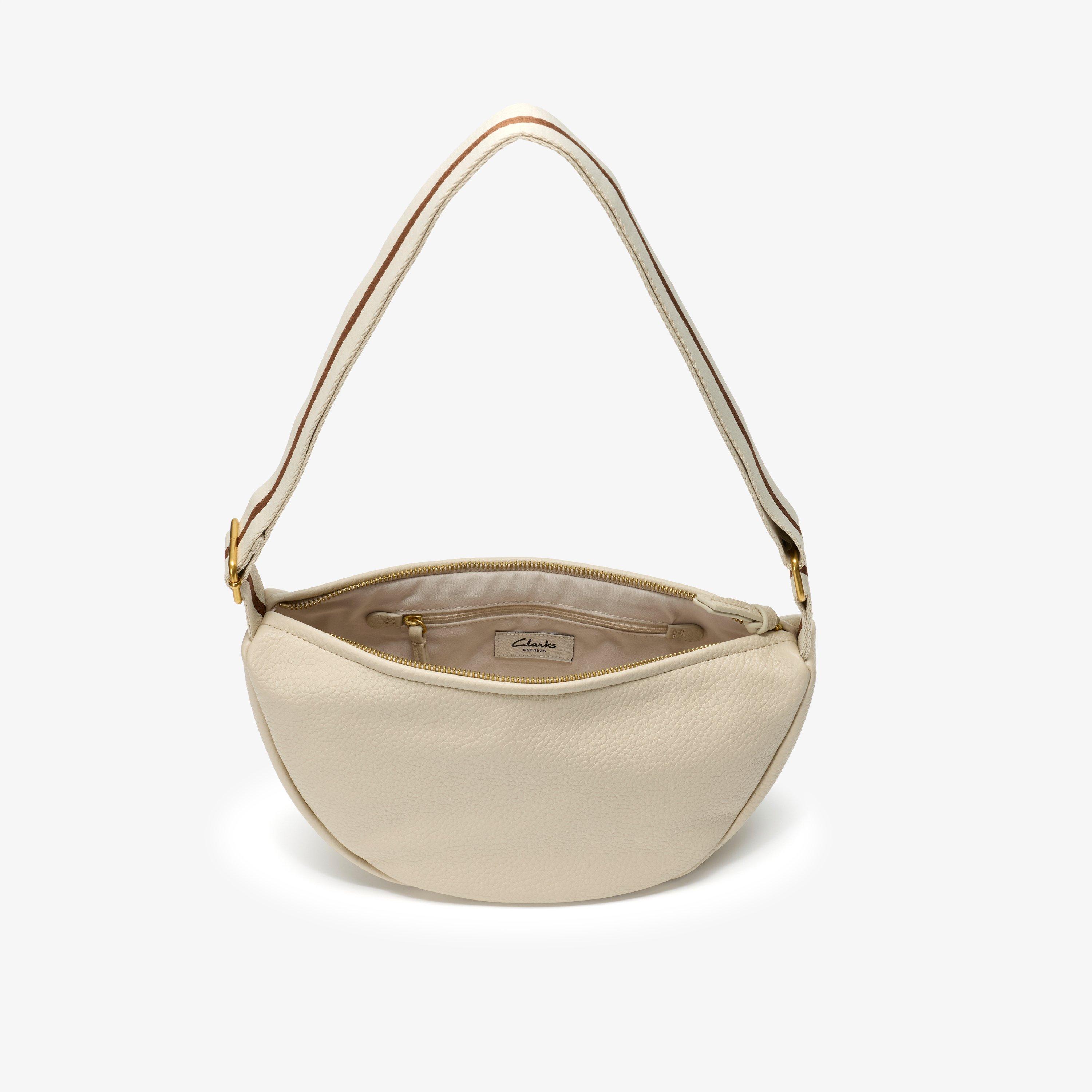 Leather Crescent Crossbody Bag  — White