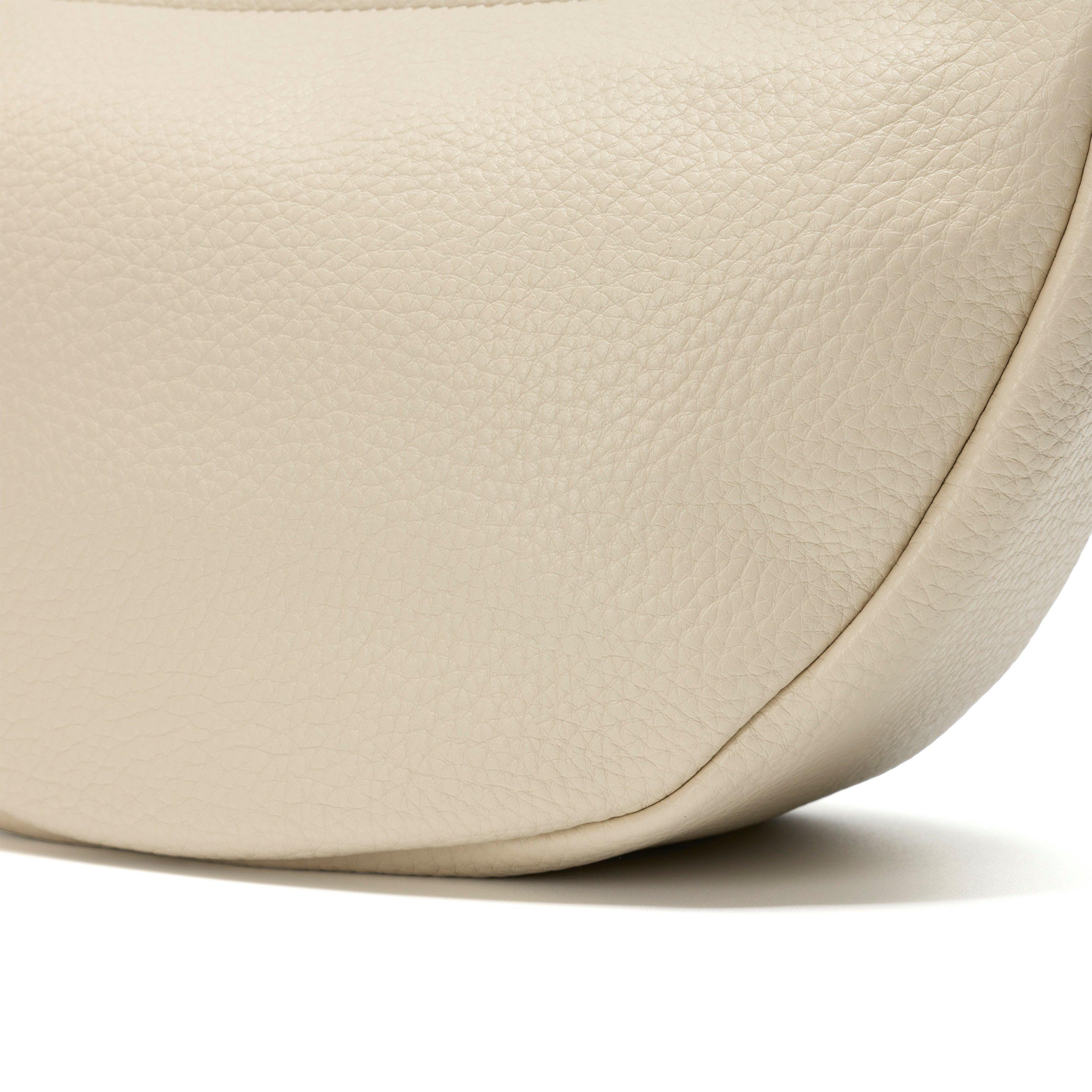 Leather Crescent Crossbody Bag  — White