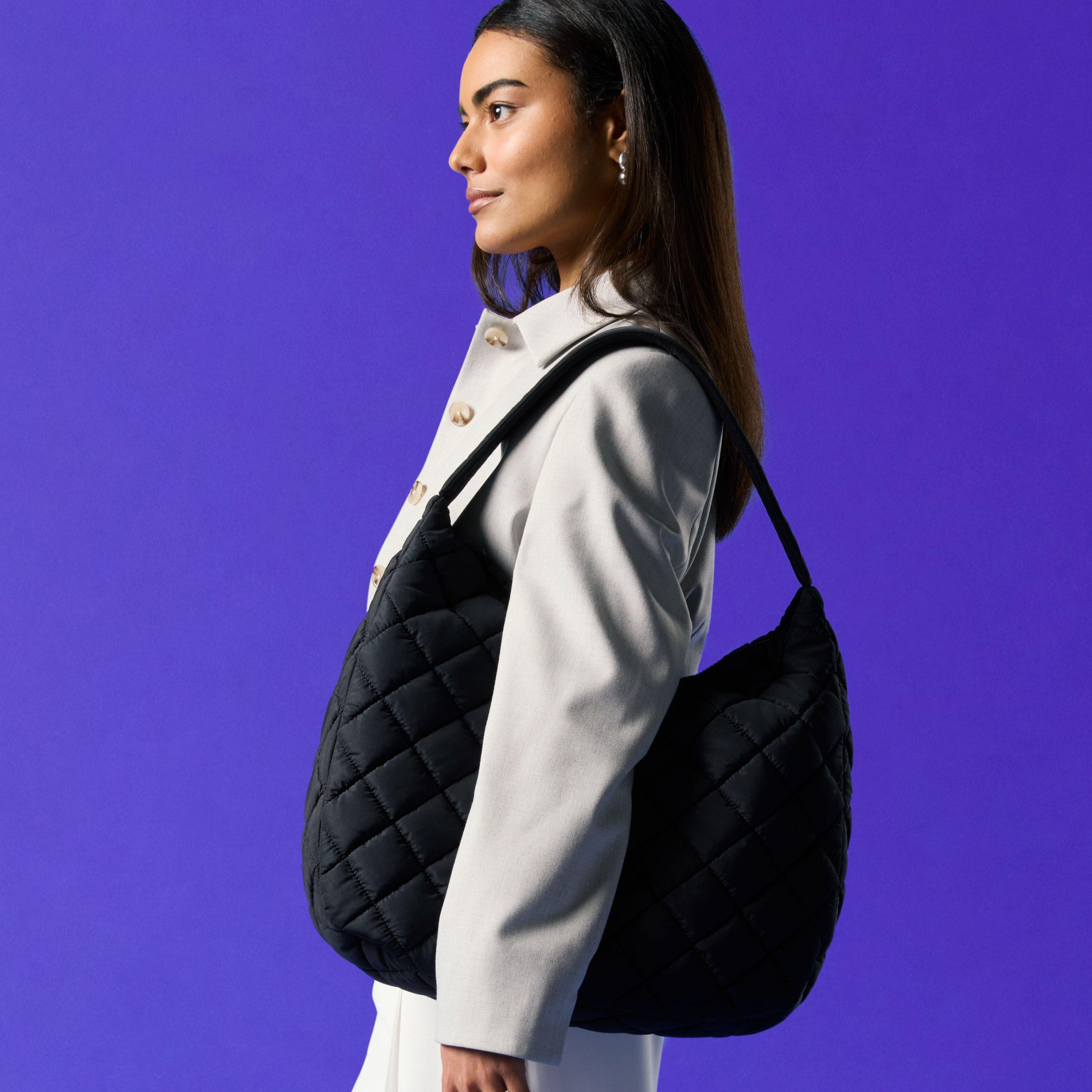 Quilted Tote Bag  — Black