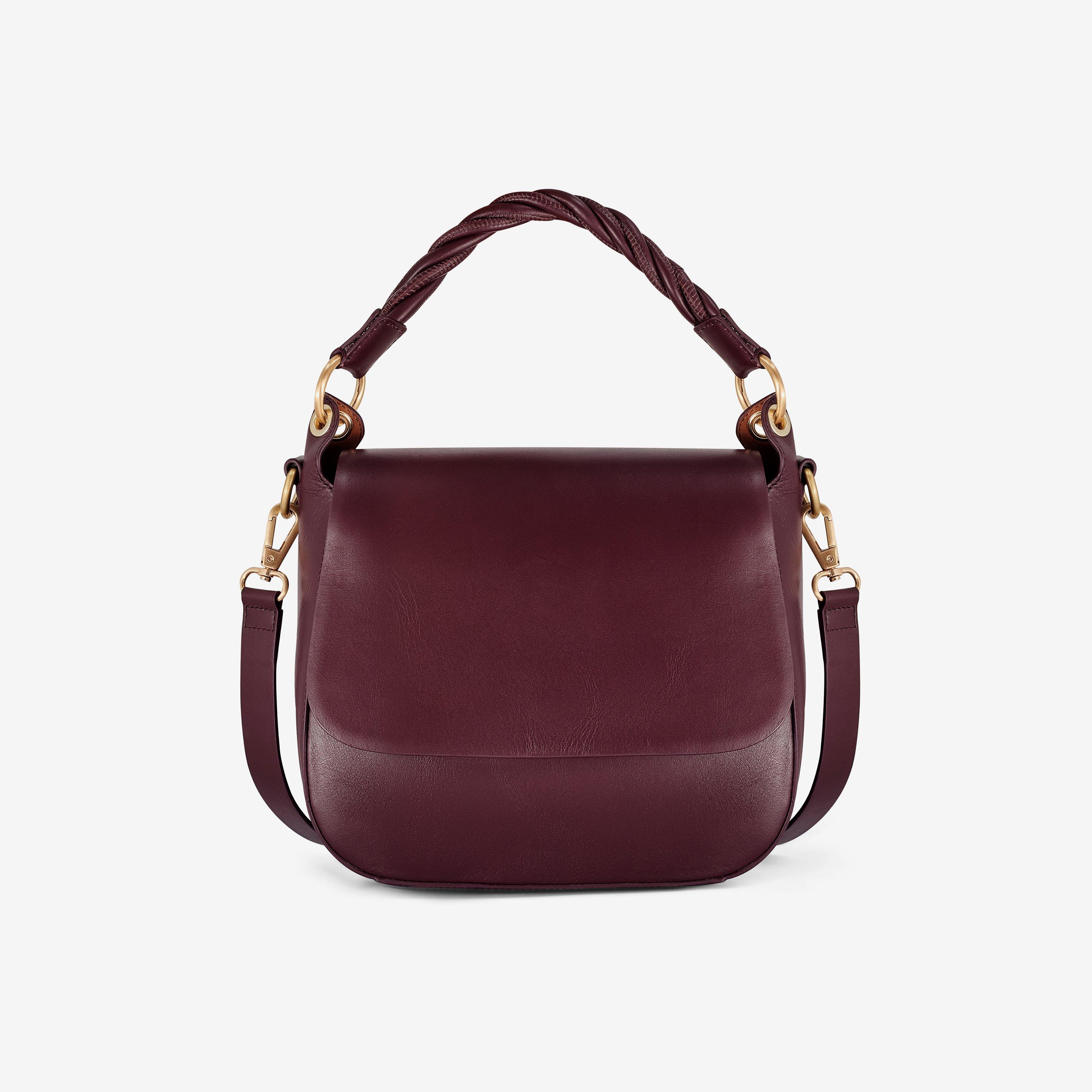 Twist Midi Burgundy Leather Cross Body Bag Shoulder Bag, view 1 of 6