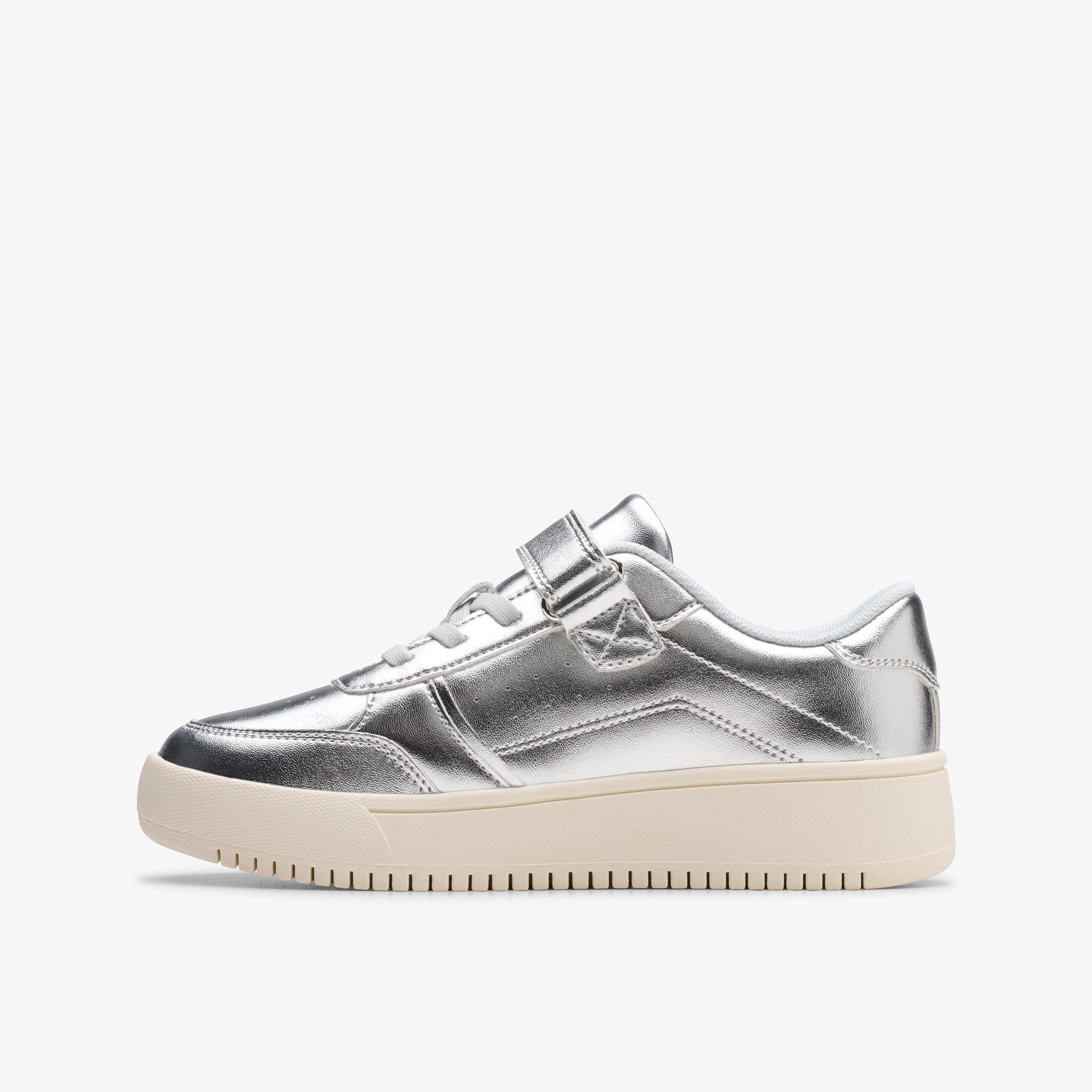 Barley Step Kid Silver Metallic Trainers Riptape, view 2 of 6