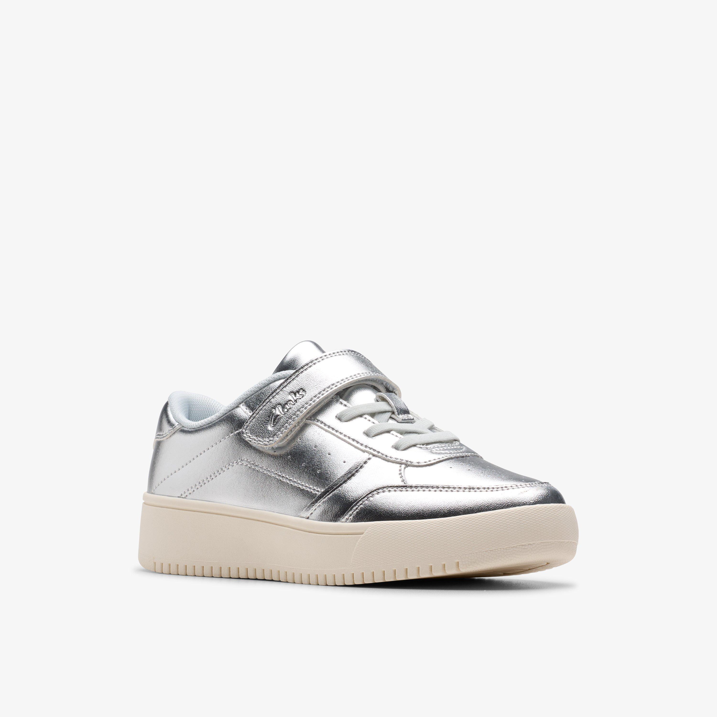 Barley Step Kid Silver Metallic Trainers Riptape, view 4 of 6