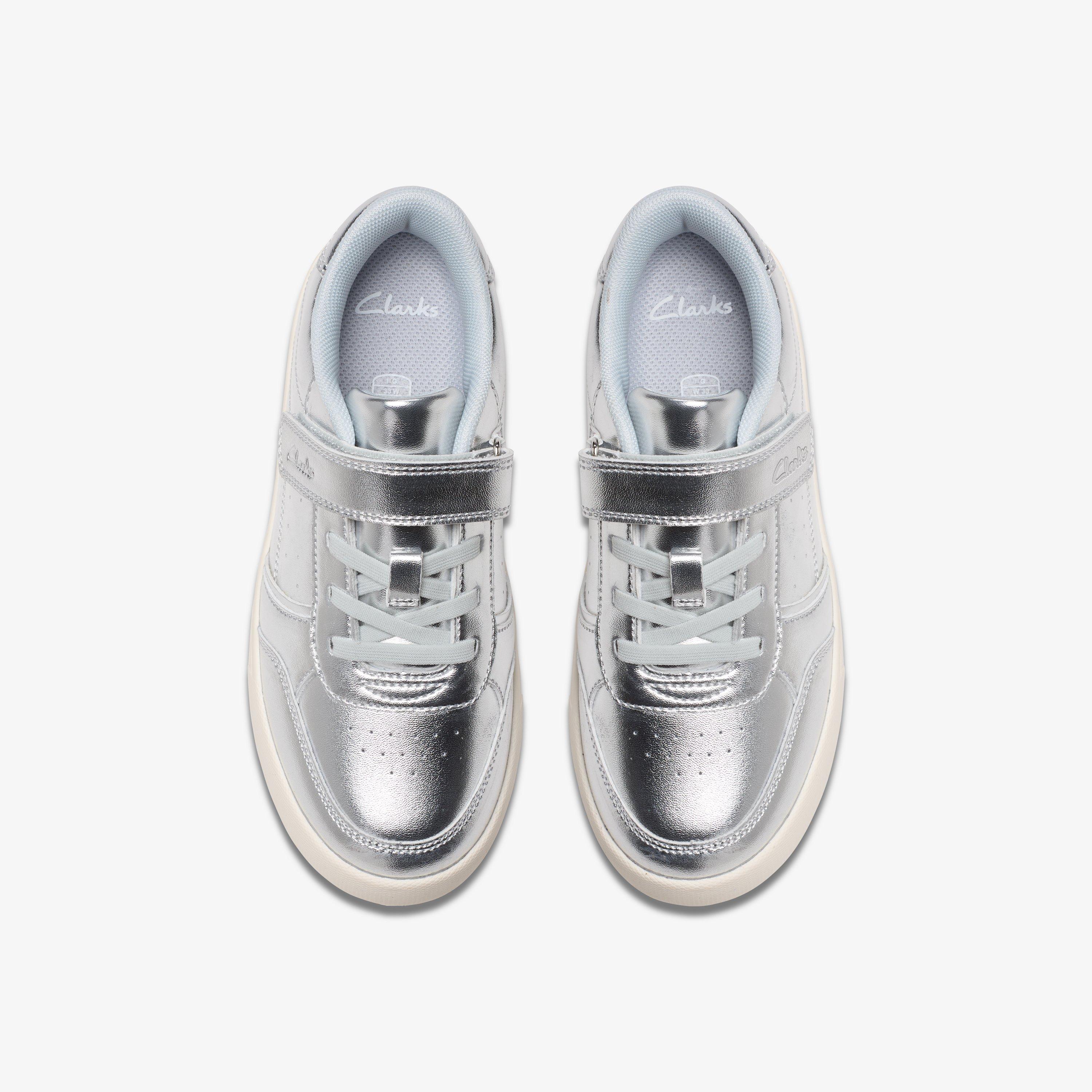 Barley Step Kid Silver Metallic Trainers Riptape, view 6 of 6