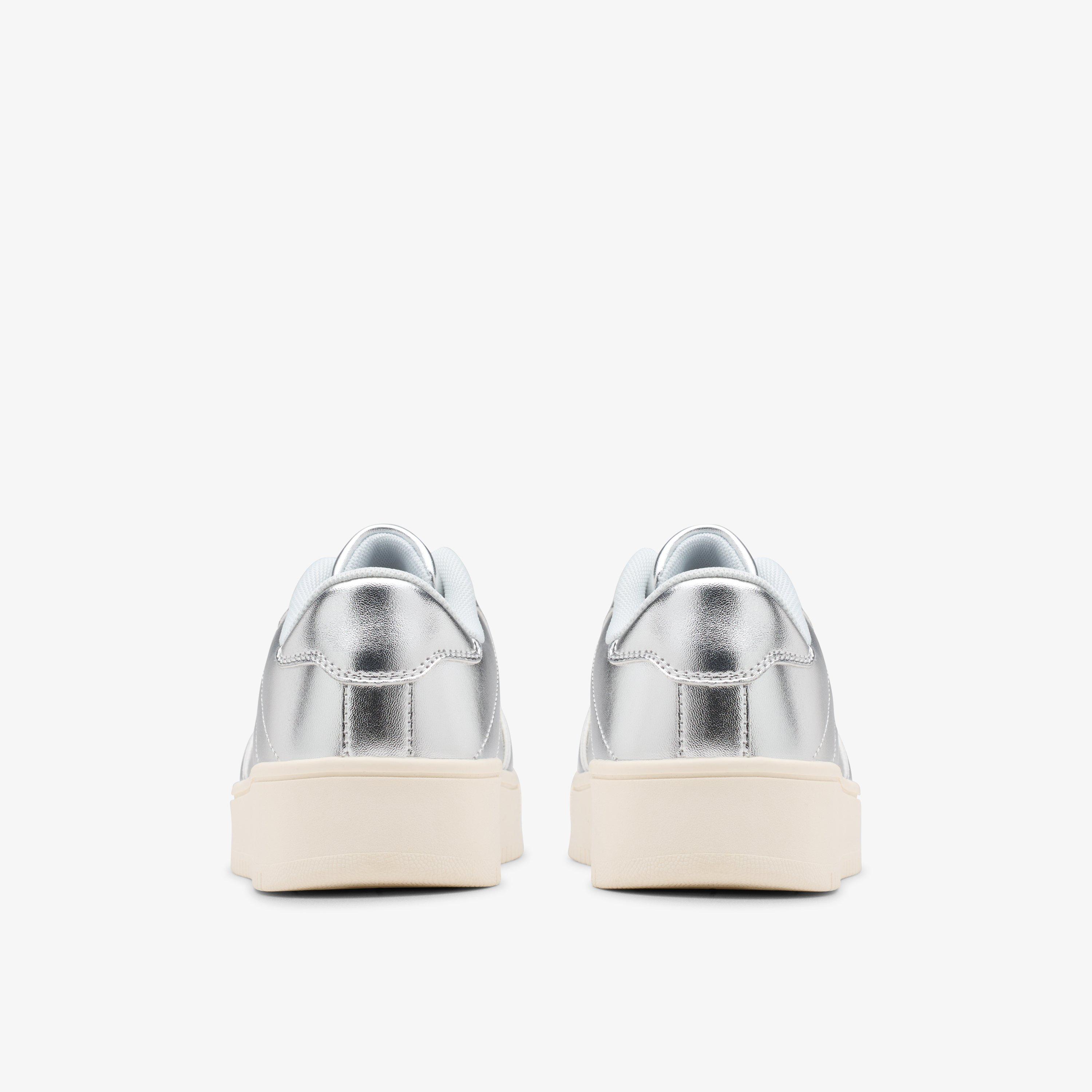 Barley Step Youth Silver Metallic Trainers Lace Up, view 5 of 6