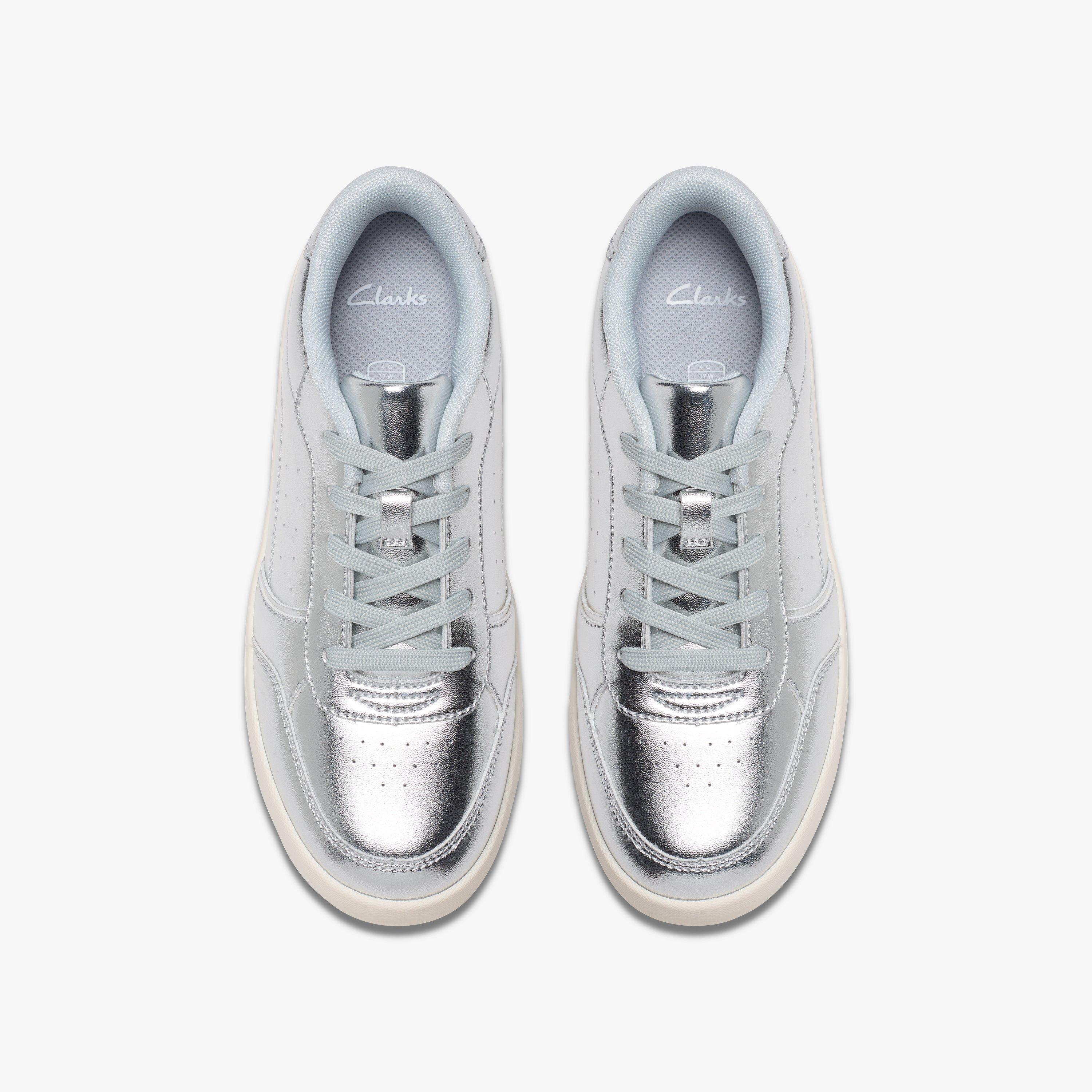 Barley Step Youth Silver Metallic Trainers Lace Up, view 6 of 6