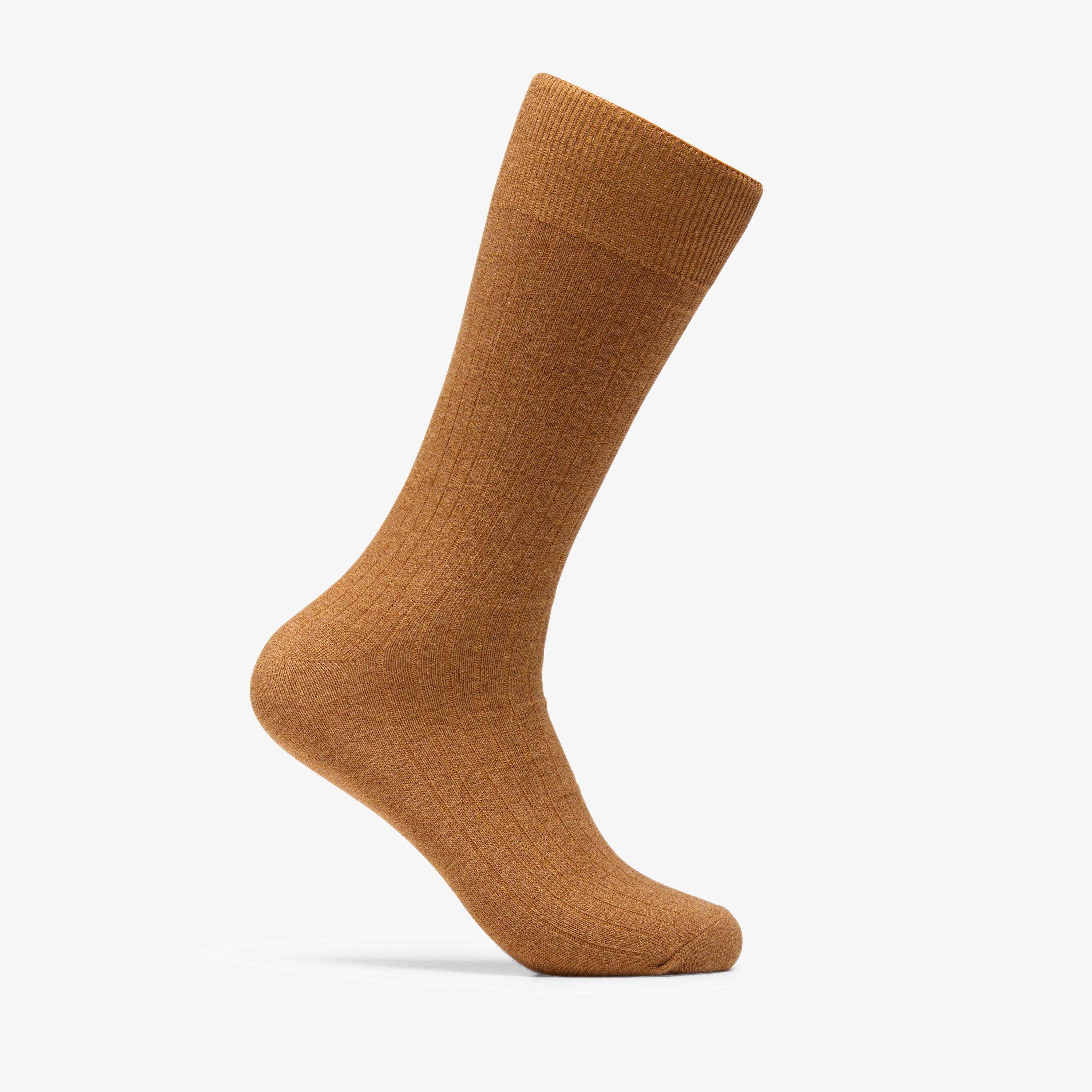 Heathered Rib Crew Cognac Socks, view 1 of 3