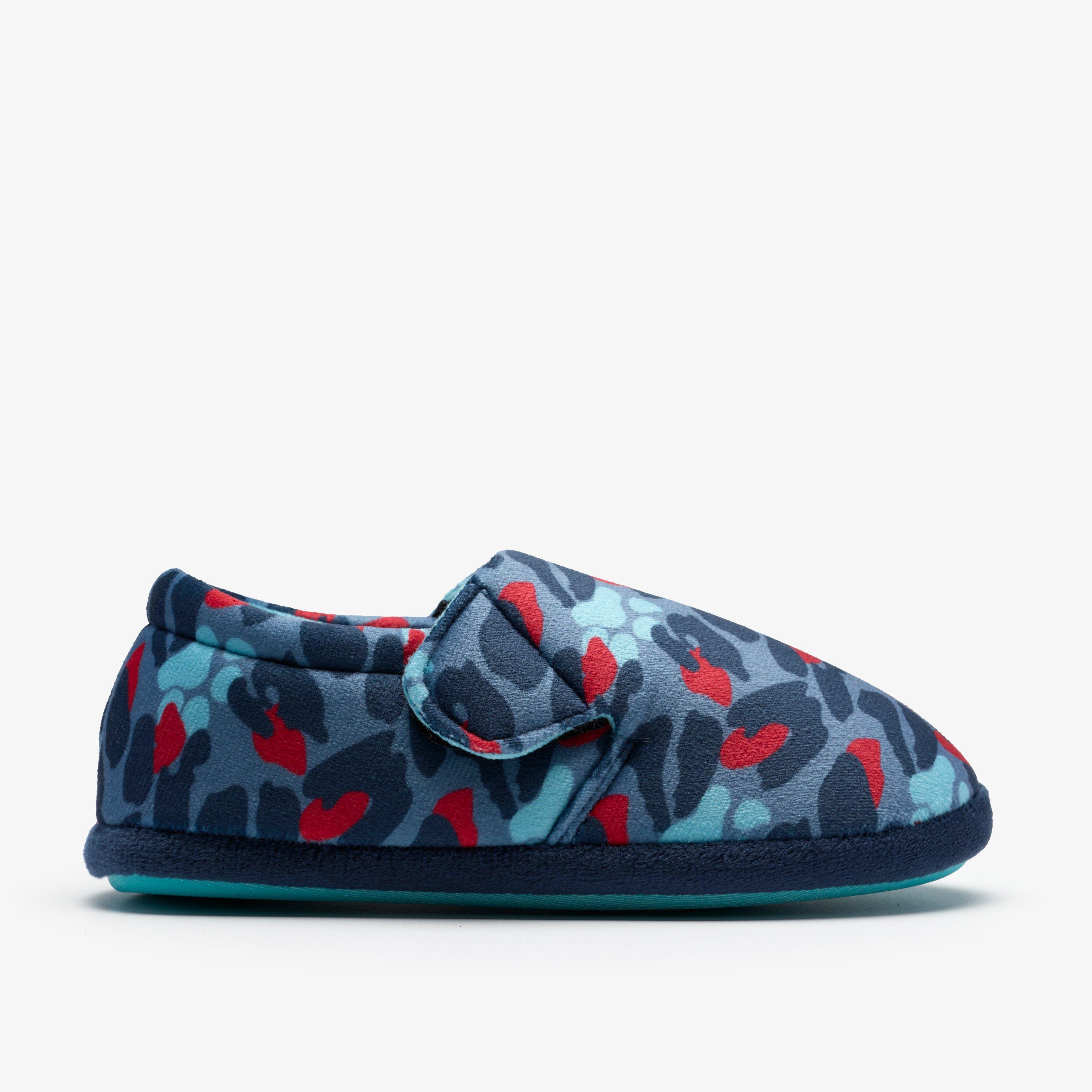 Fluffy Snug Kid Blue Camo Combination Slippers Riptape, view 1 of 6