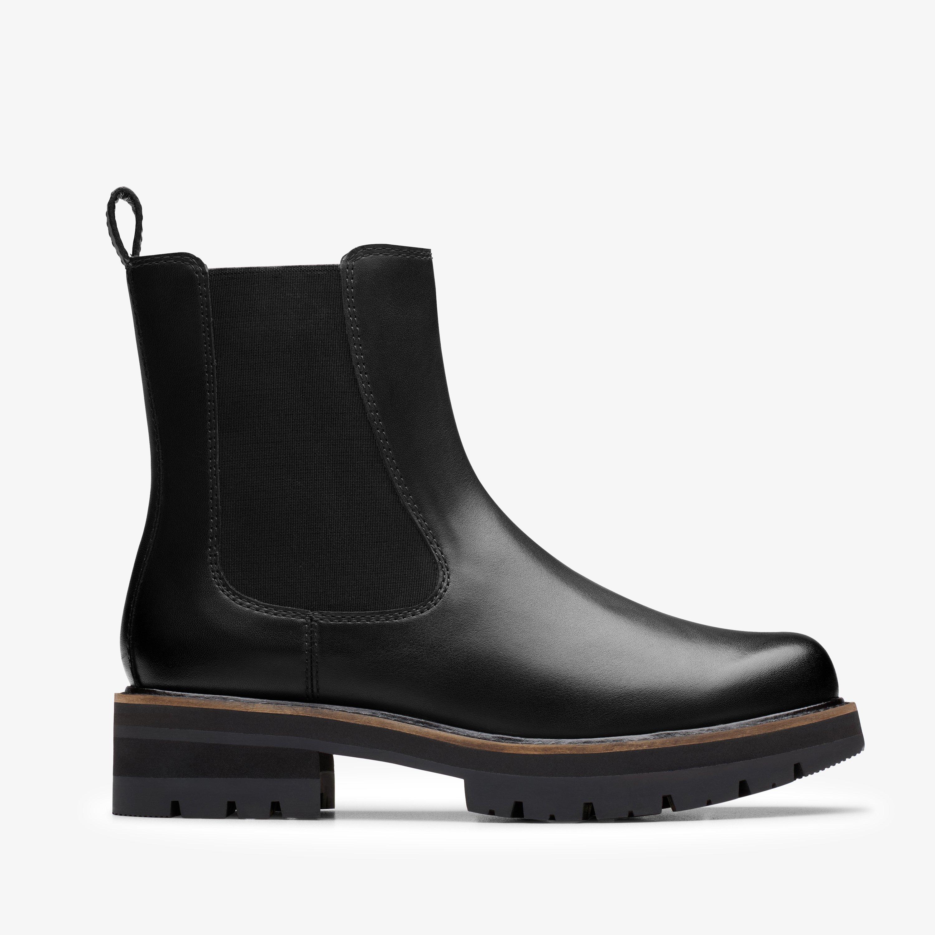 Orianna Lane Black Leather Chelsea Boots Ankle Boots, view 1 of 6