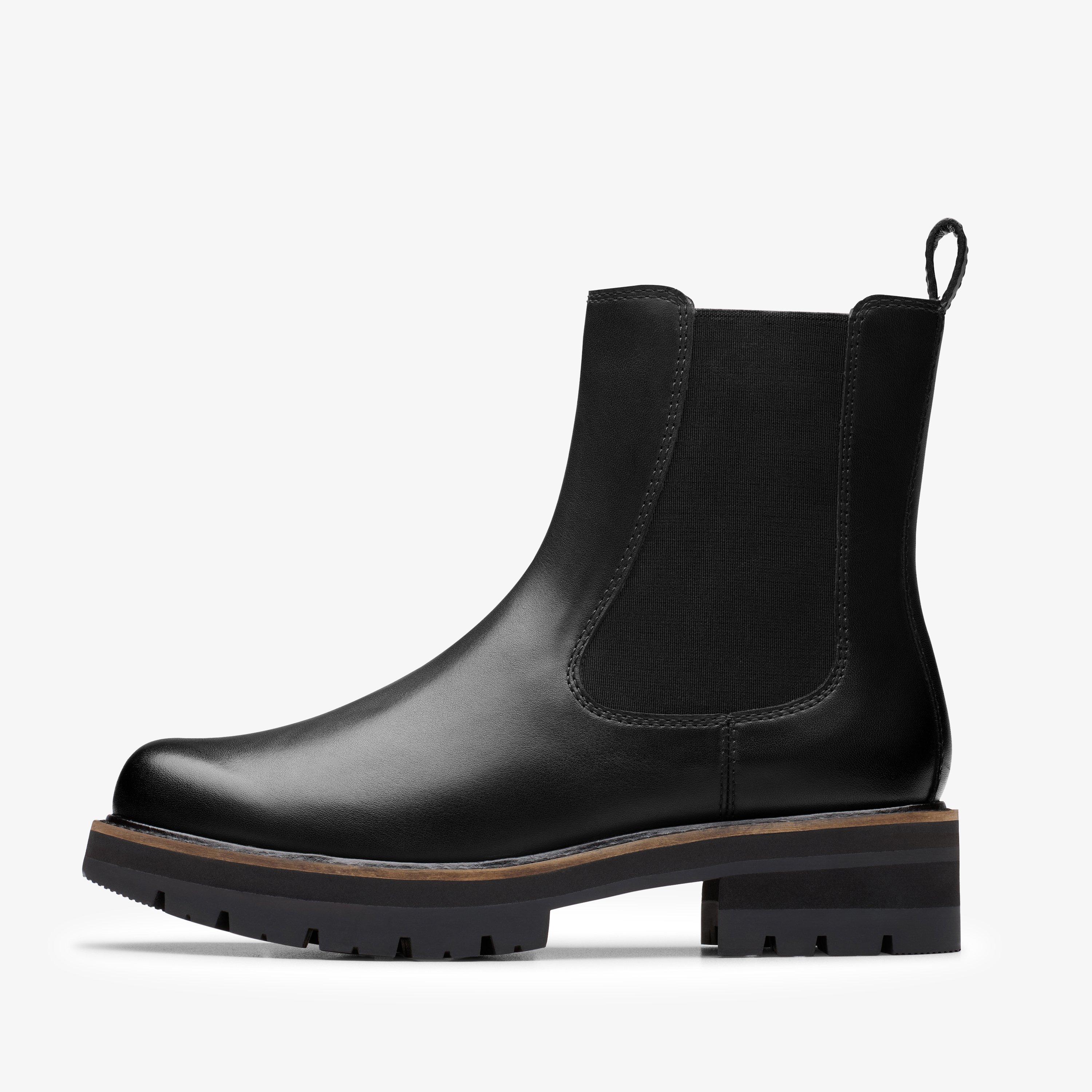 Orianna Lane Black Leather Chelsea Boots Ankle Boots, view 2 of 6