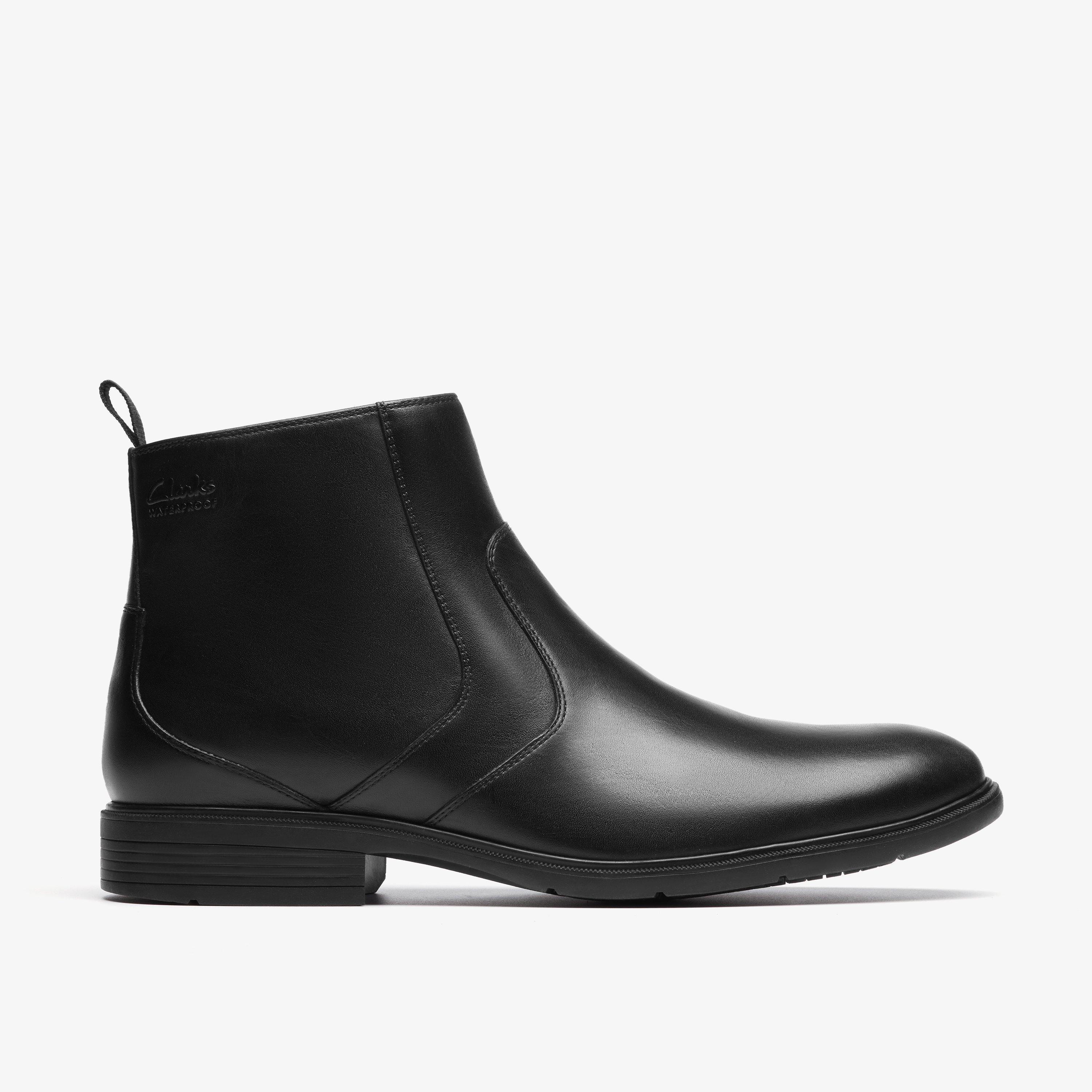Clarks Whiddon Zip Leather Boot In Black