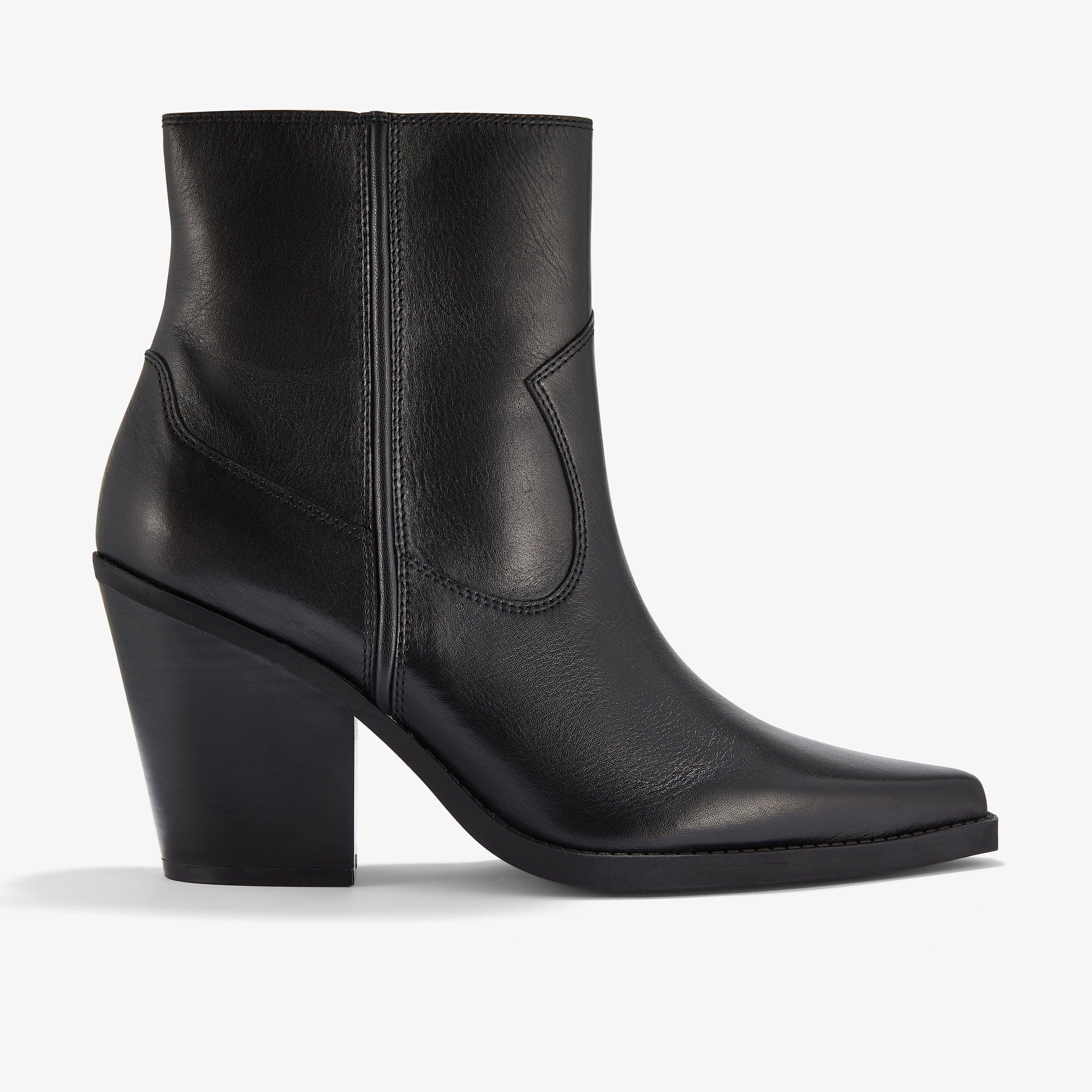 Kheda West Black Leather Ankle Boots, view 1 of 6