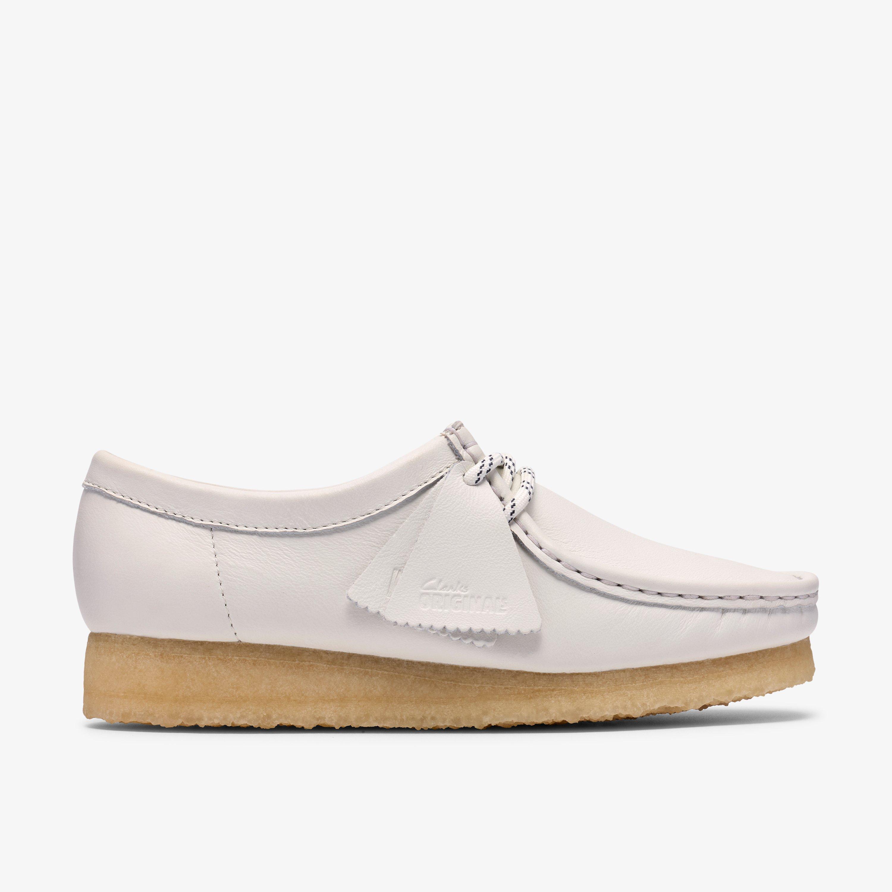 Wallabee White Grain Leather Wallabees, view 1 of 8
