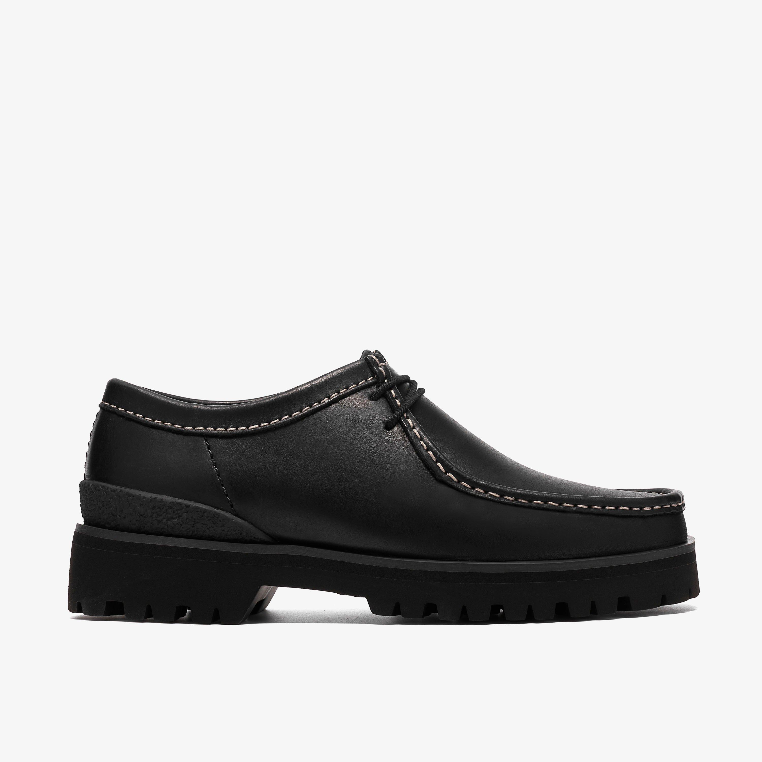 Walla Yukoner Black Leather Wallabee Lace Up, view 1 of 6