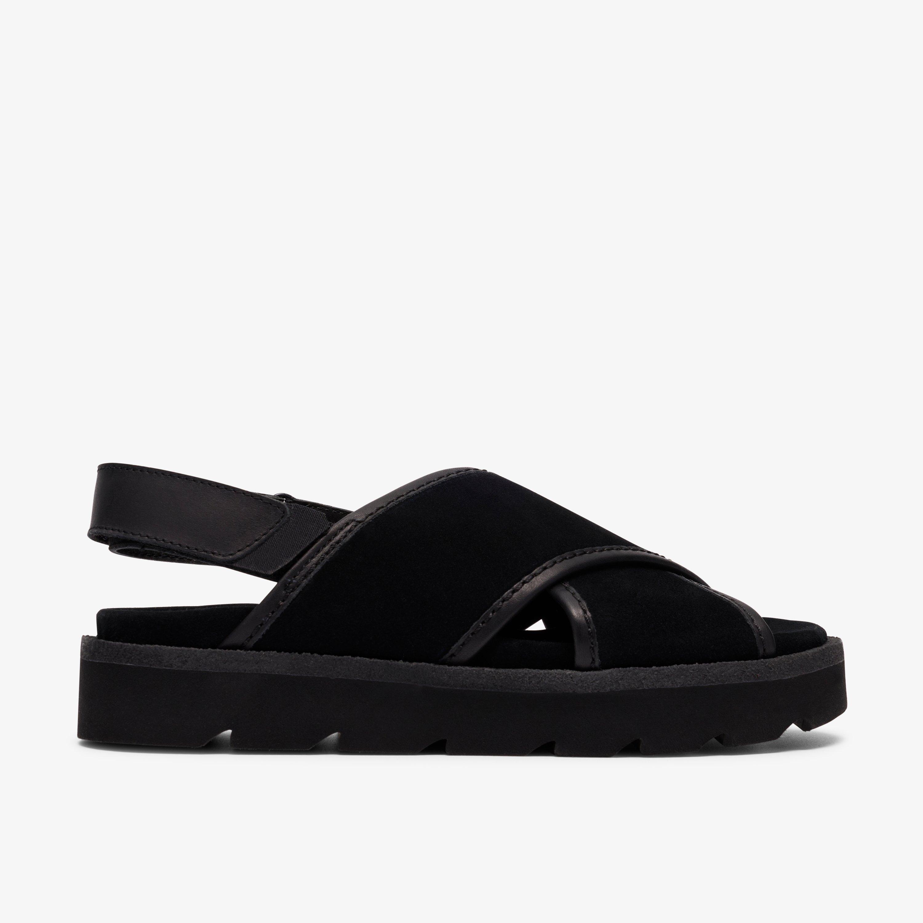 Meare Cross Black Suede Flat Sandals, view 1 of 6