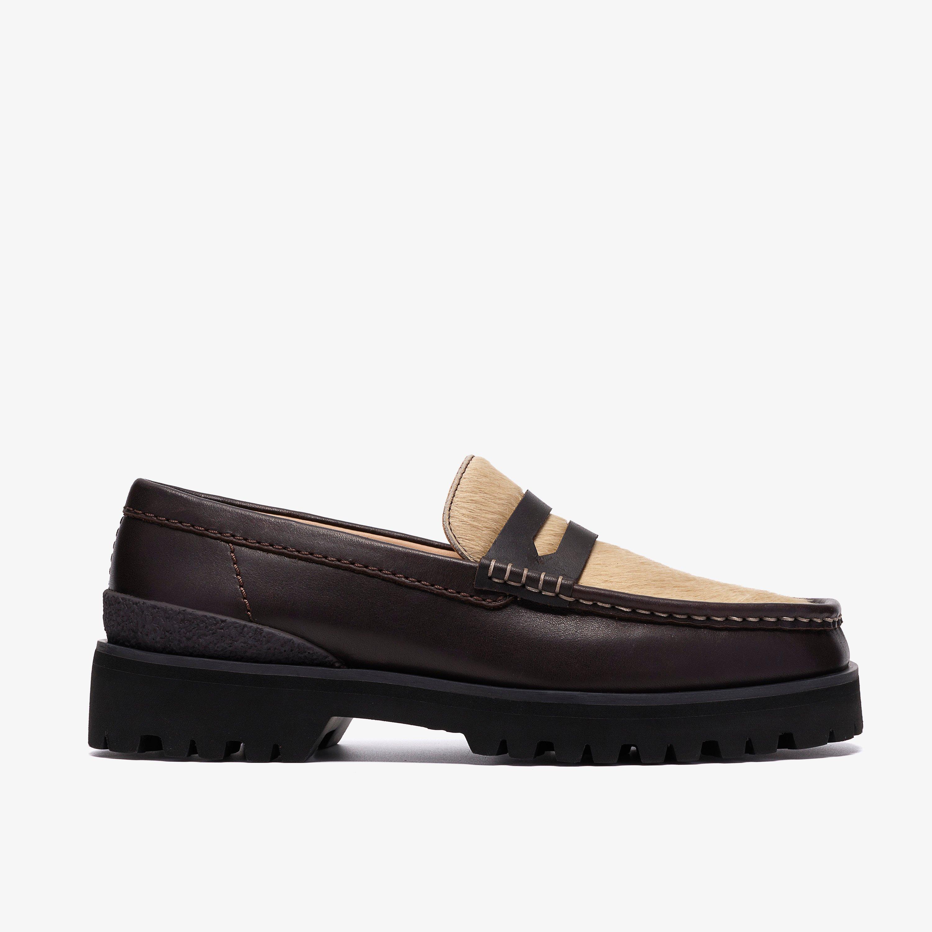 Yukoner Penny Brown Combination Leather Loafers Slip Ons, view 1 of 6