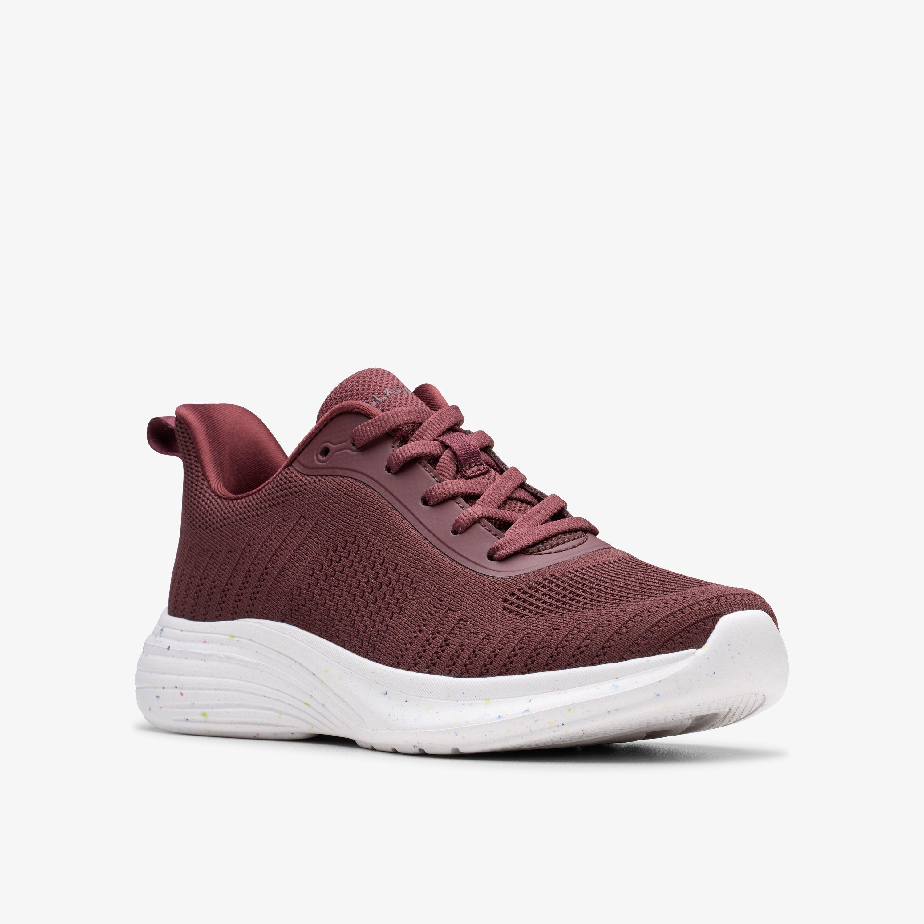 Izza Knit Burgundy Trainers, view 4 of 6