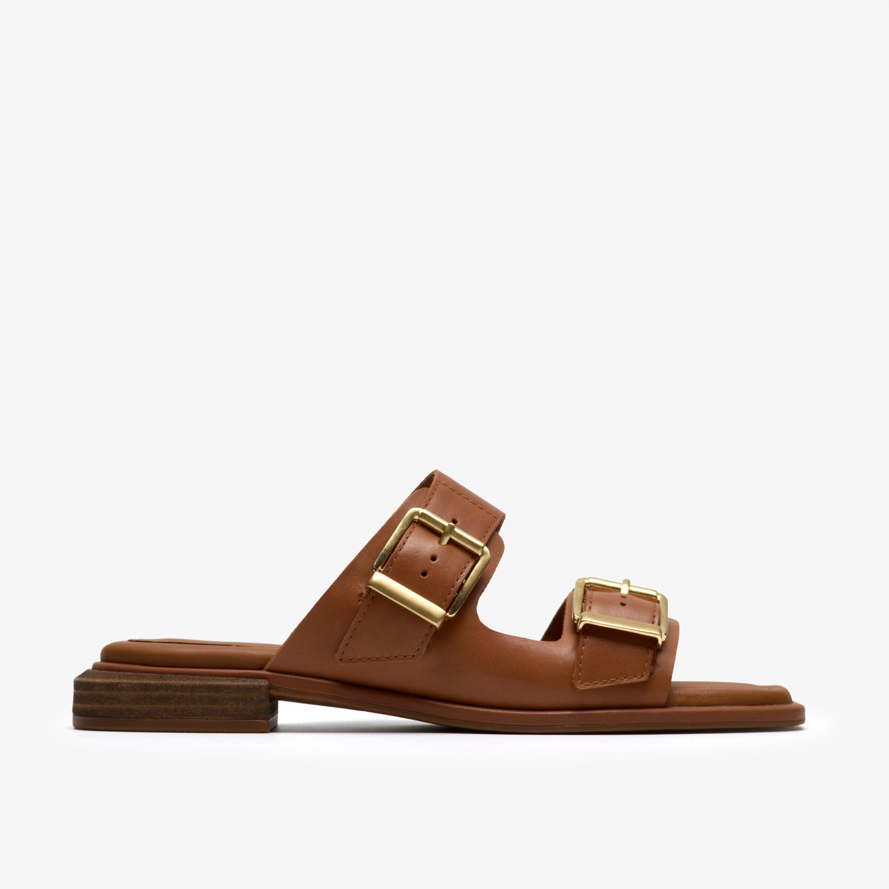 Ariany Bay Tan Leather Flat Sandals, view 1 of 6