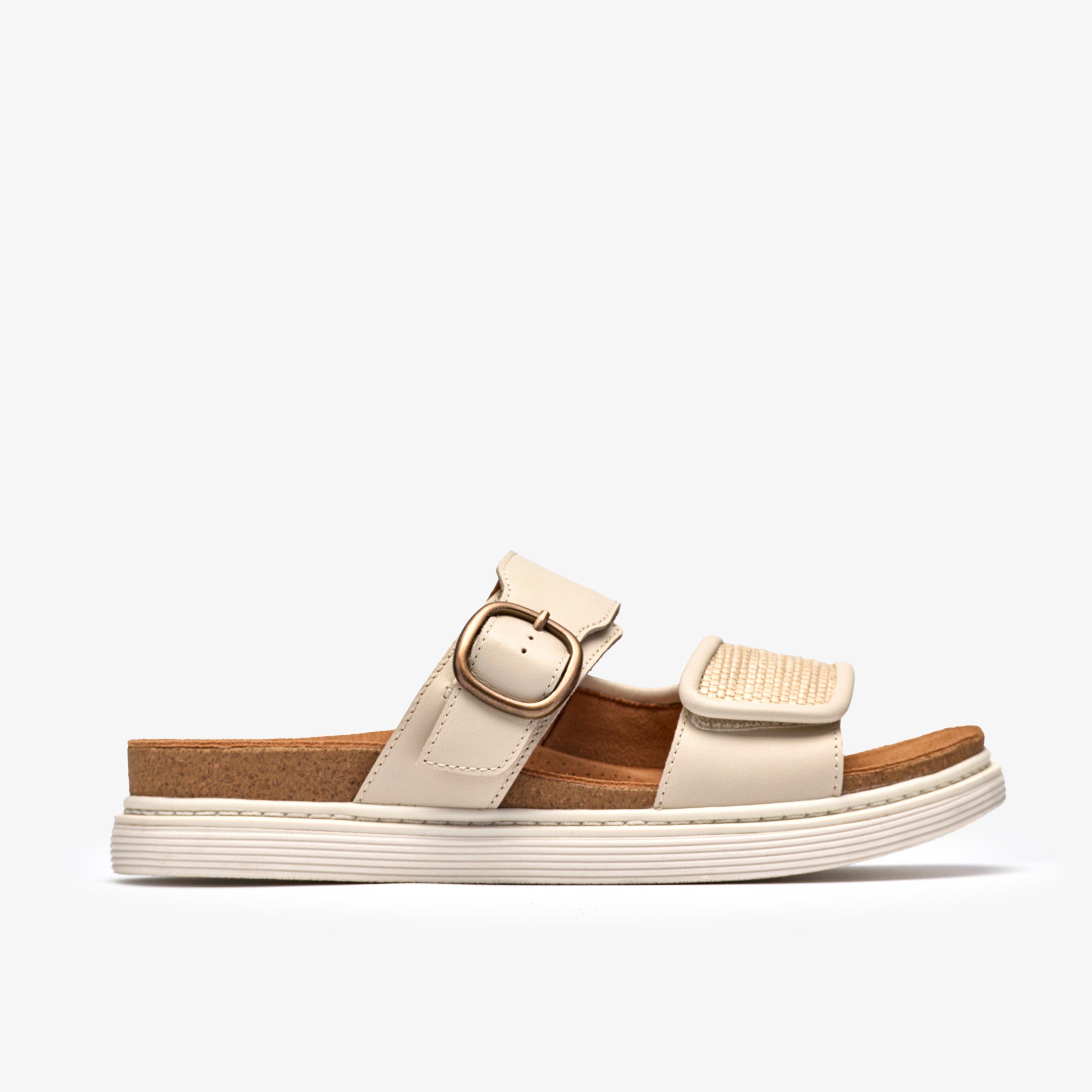 Arwell Step Cream Leather Flat Sandals, view 1 of 6