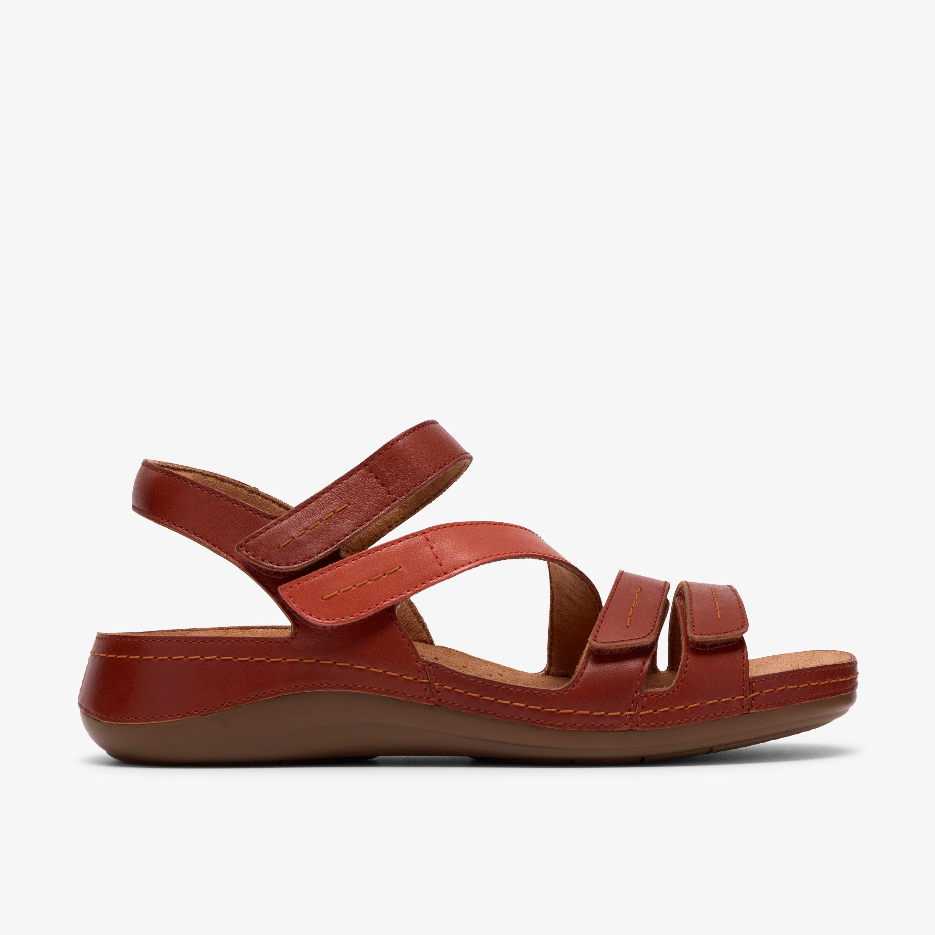 Cecily Mix Burnt Orange Combination Flat Sandals, view 1 of 6
