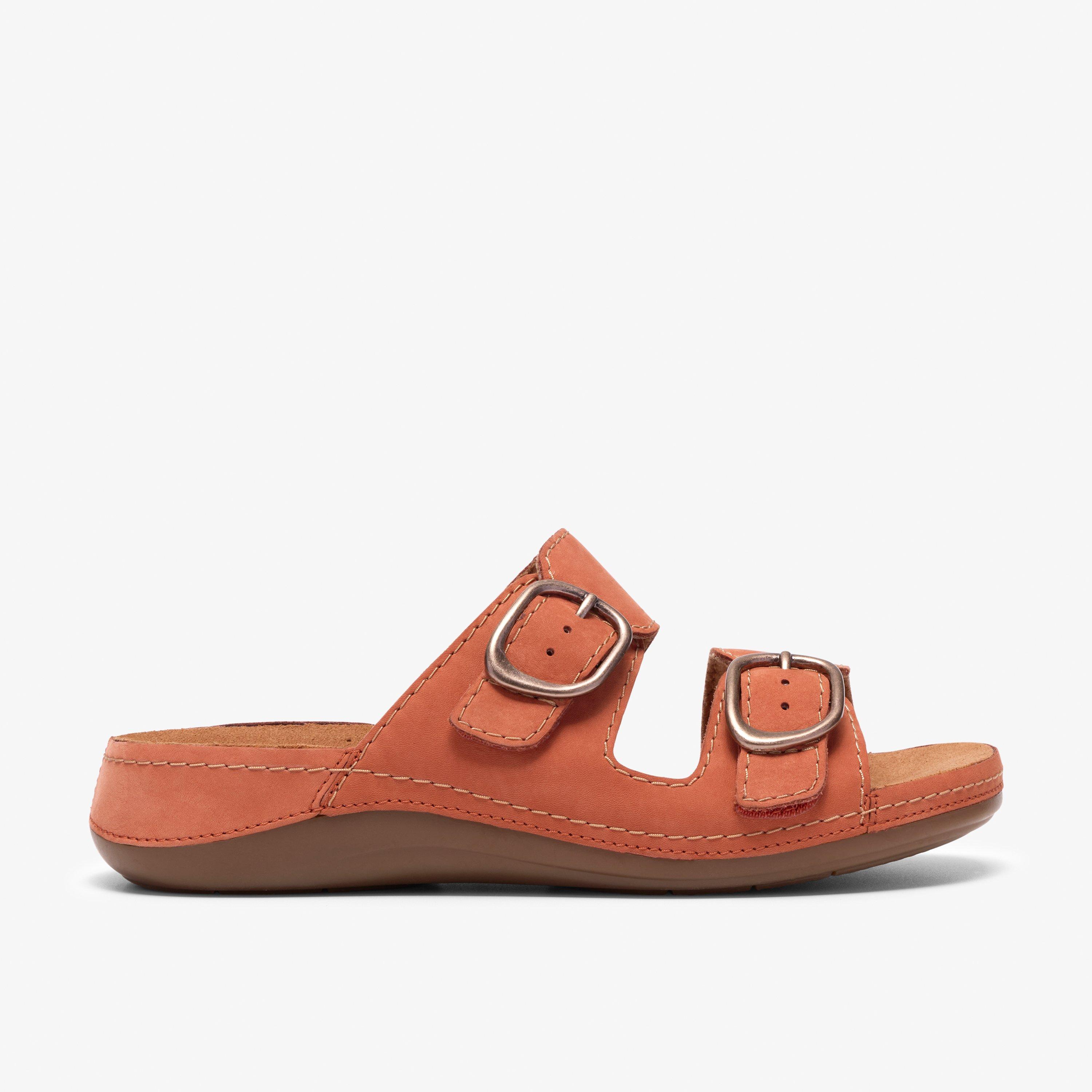 Cecily Step Burnt Orange Flat Sandals, view 1 of 6