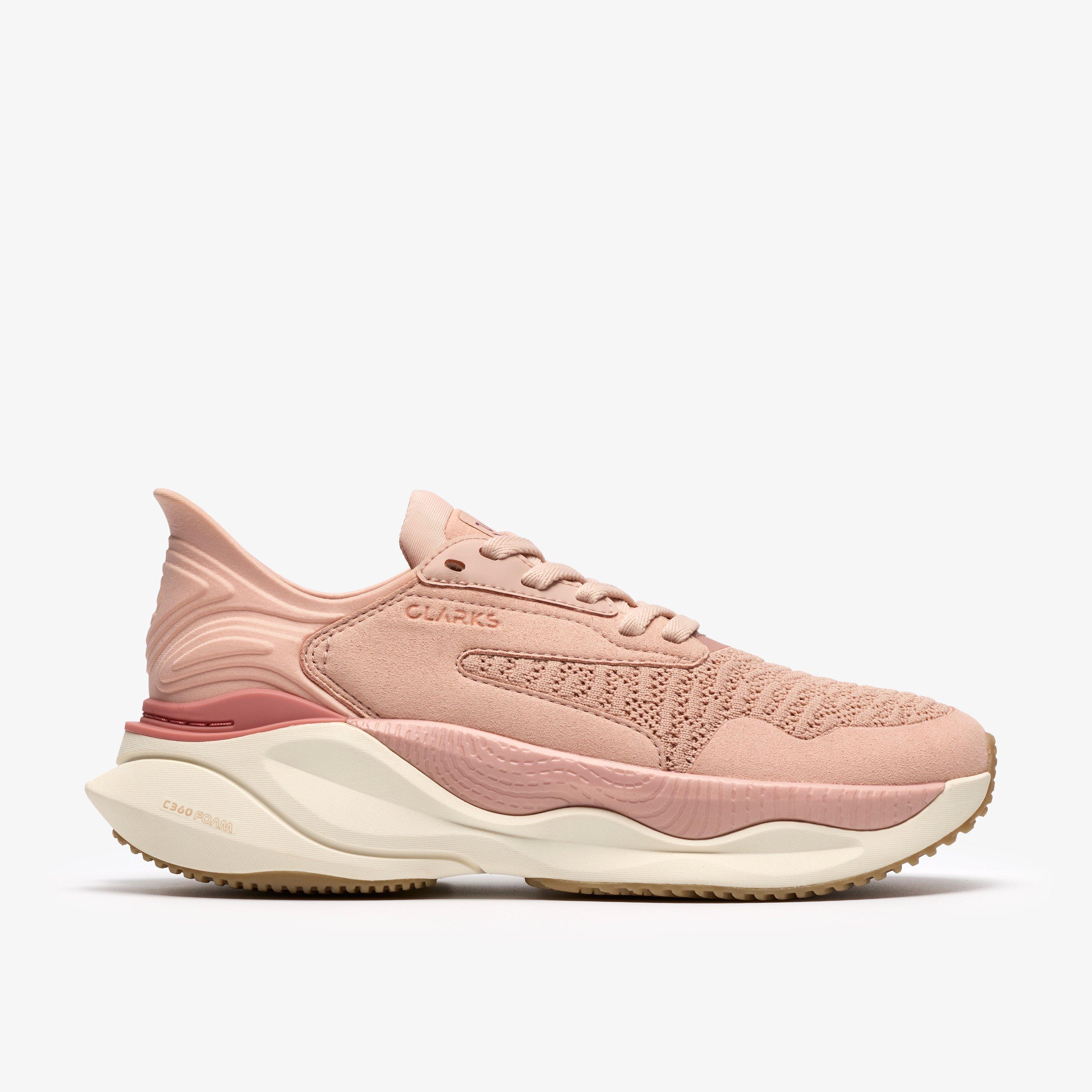 Clarks Pace Pink Combination Trainers Walking, view 1 of 6