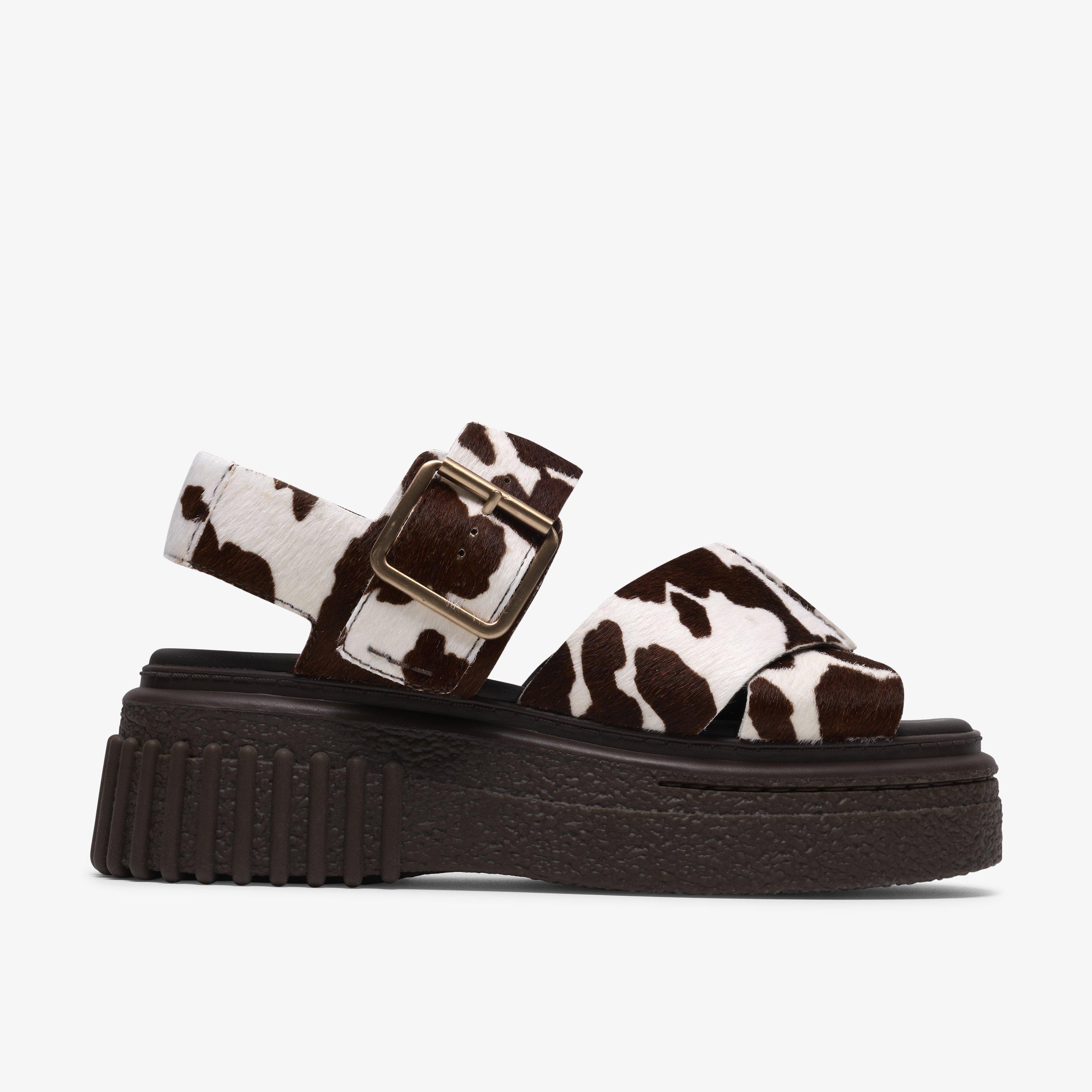 Evamar Wish Cow Print Flat Sandals Flatforms, view 1 of 6
