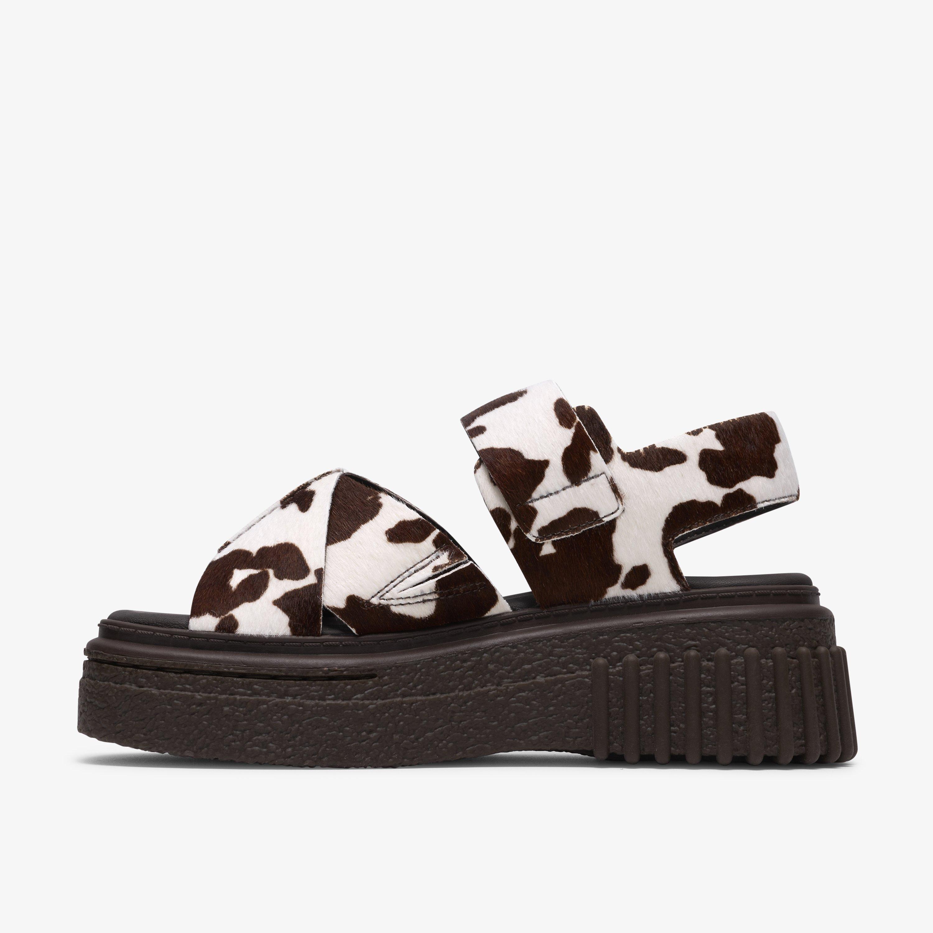 Evamar Wish Cow Print Flat Sandals Flatforms, view 2 of 6