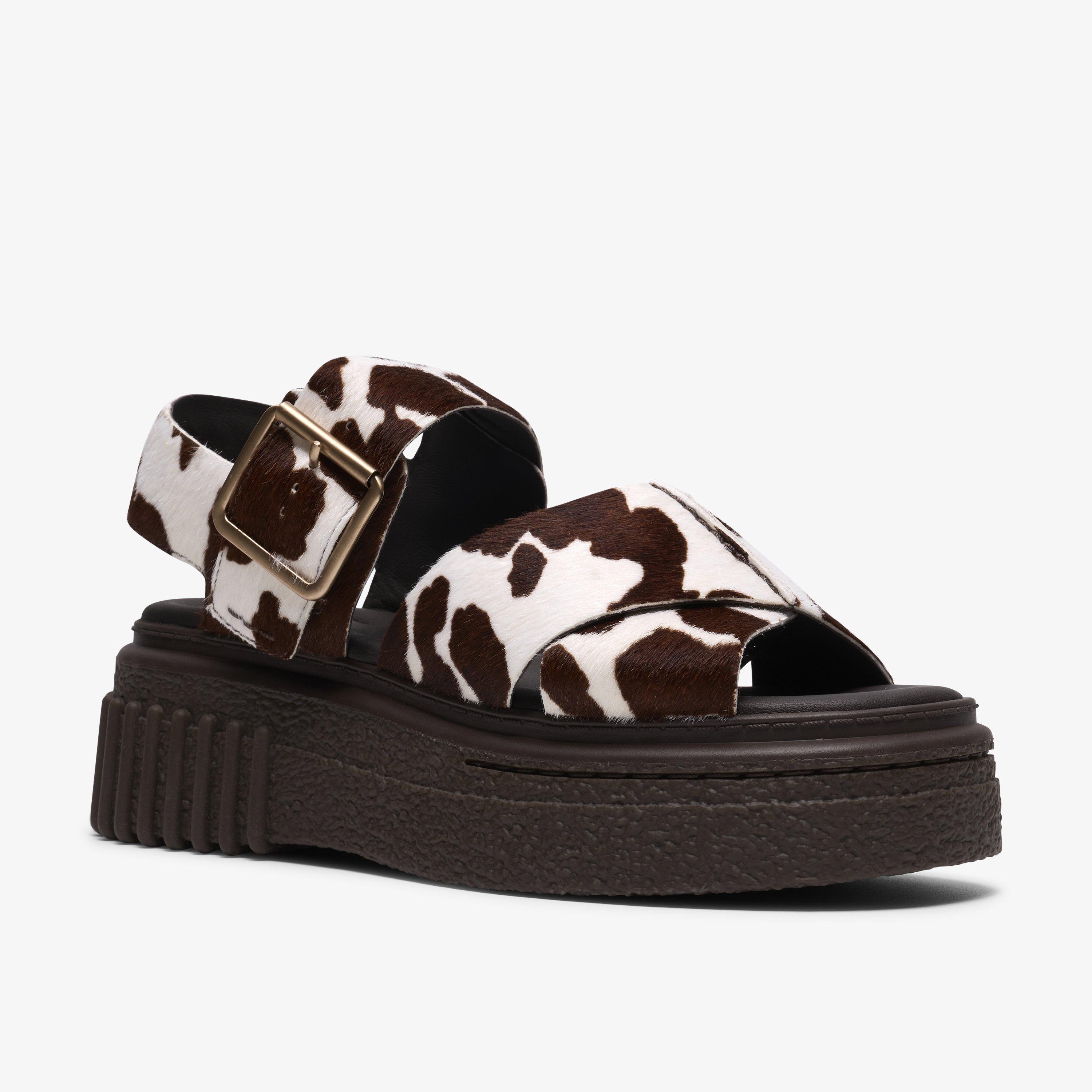 Evamar Wish Cow Print Flat Sandals Flatforms, view 4 of 6