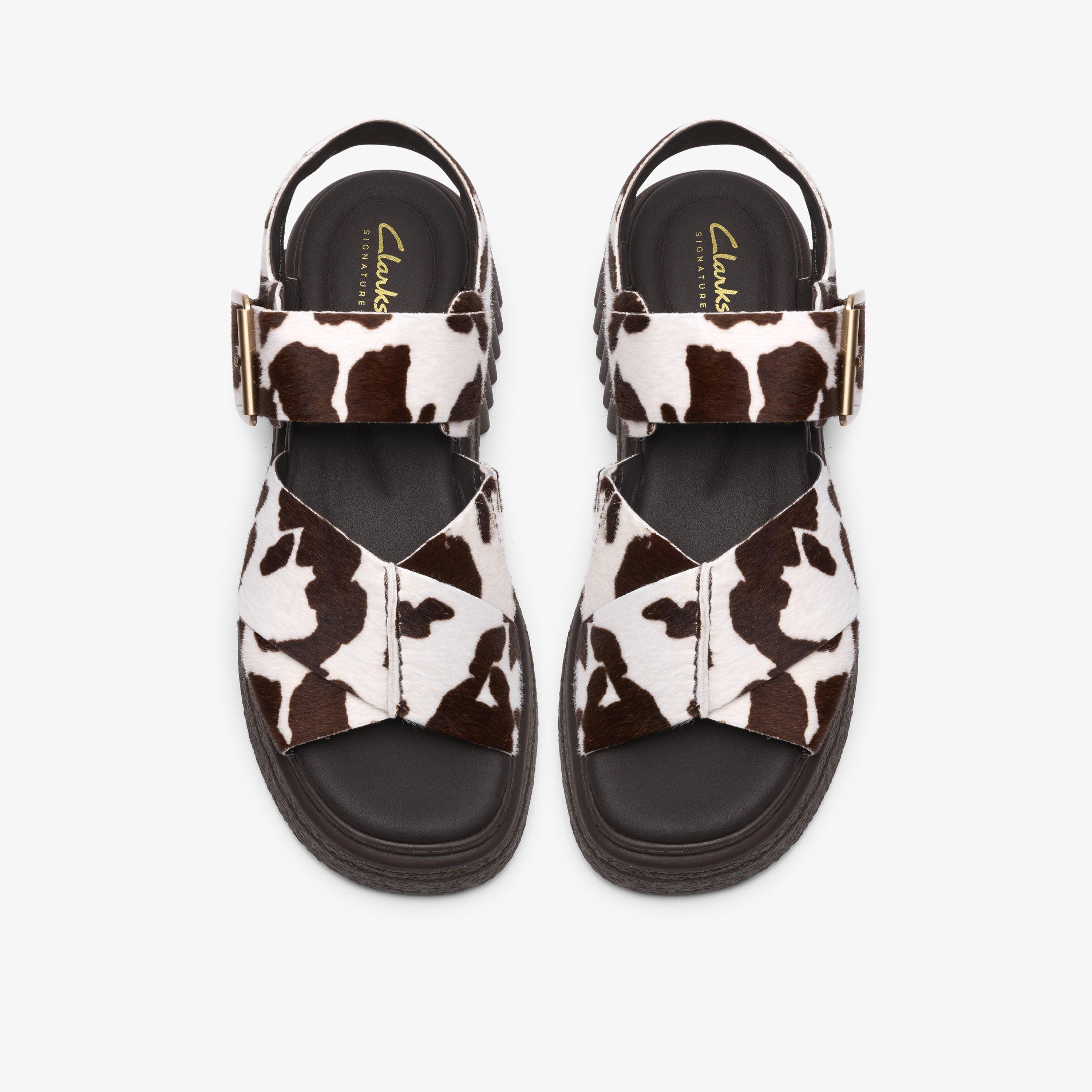 Evamar Wish Cow Print Flat Sandals Flatforms, view 6 of 6