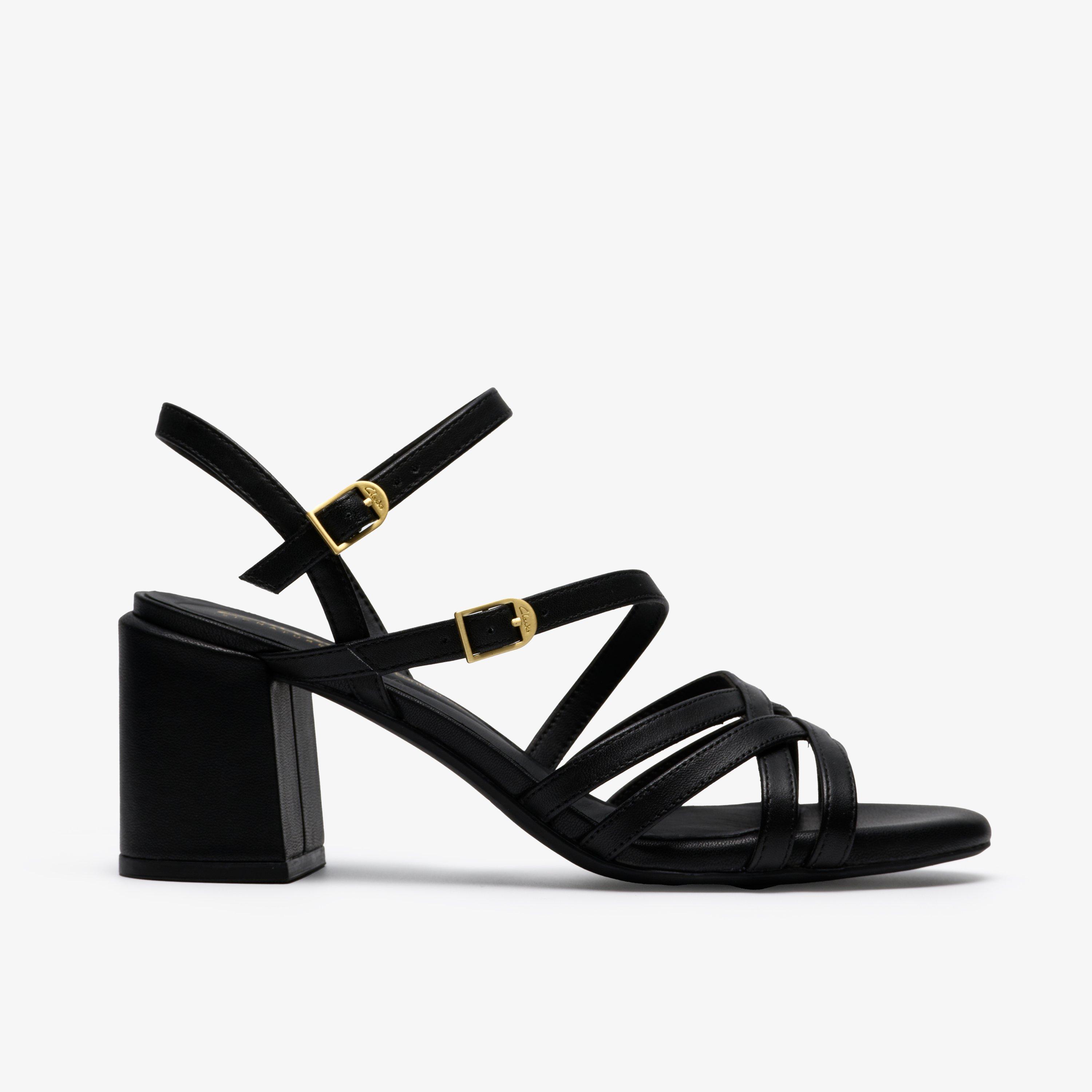 Ezoria Strap Black Leather Strappy Sandals, view 1 of 6