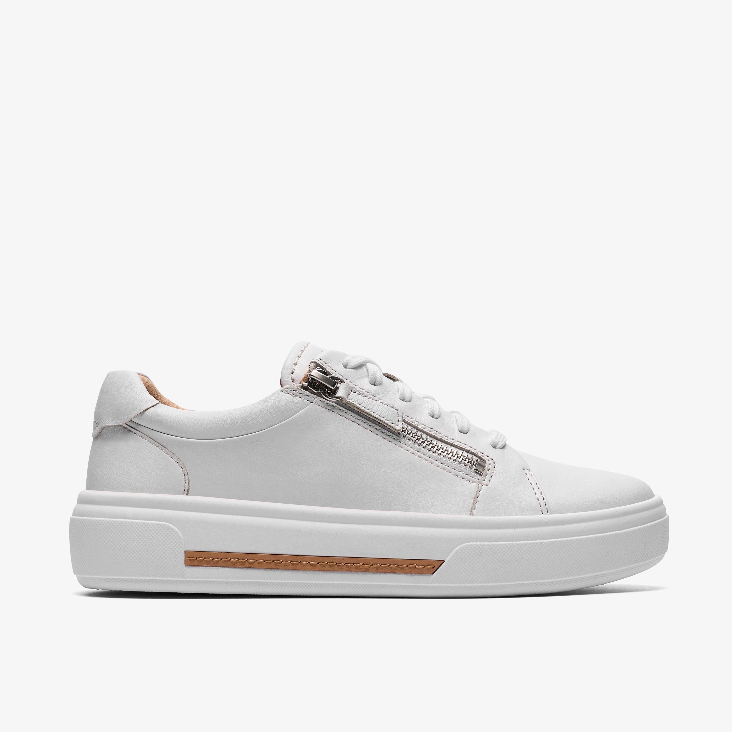 Hollyrose Zip White Leather Trainers, view 1 of 6