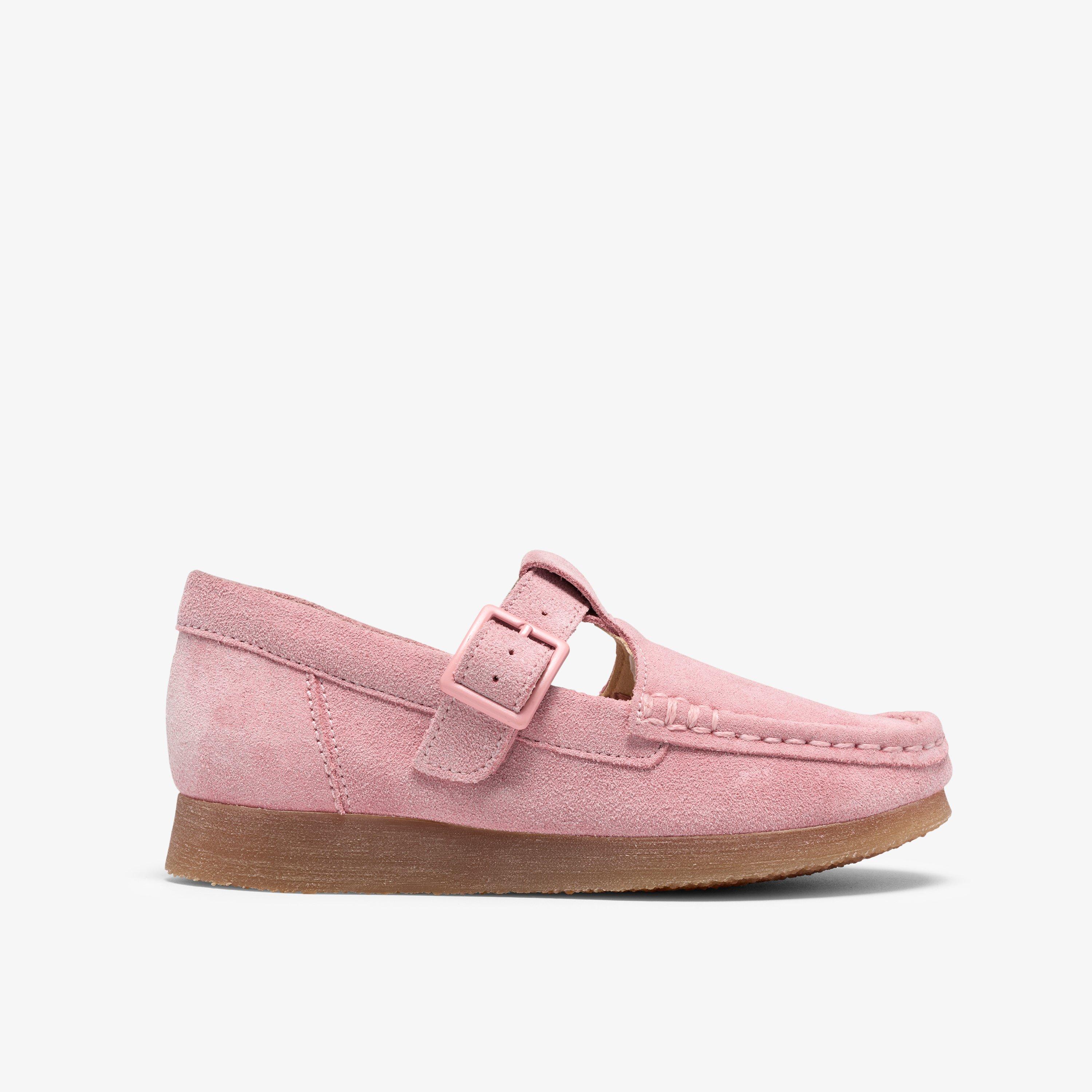 Wallabee T Bar Big Kids  Pink Suede Wallabees, view 1 of 6