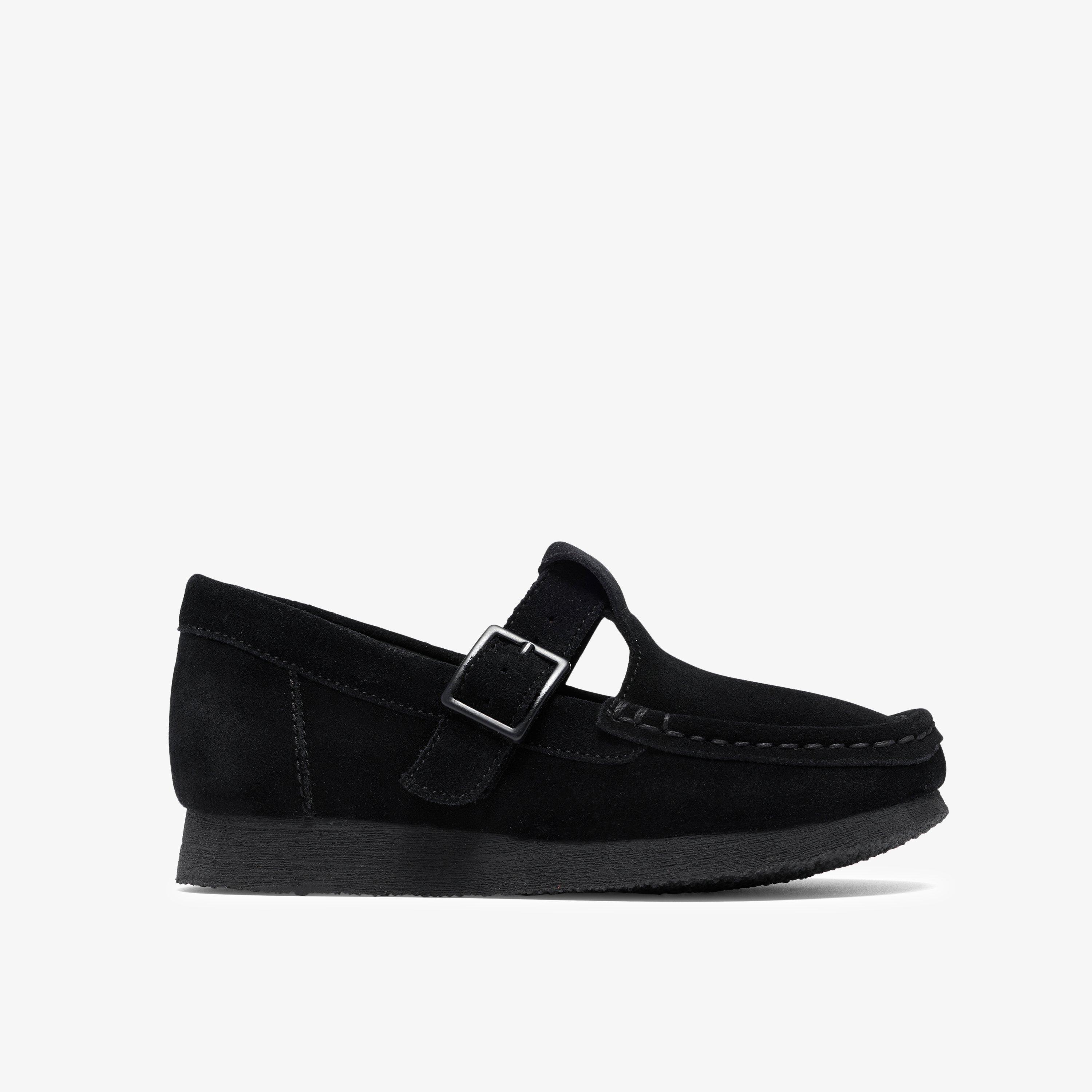 Wallabee T-Bar Big Kids Black Suede Wallabees, view 1 of 6