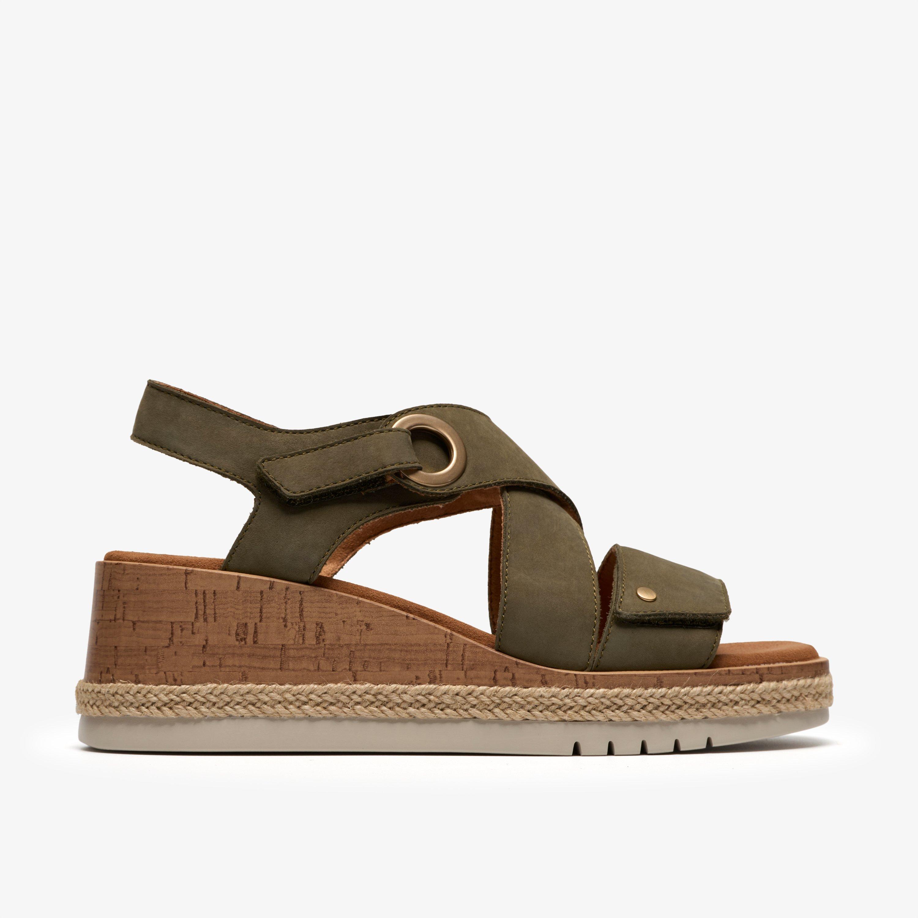 Kidiki Sun Dark Olive Nubuck Wedges, view 1 of 6