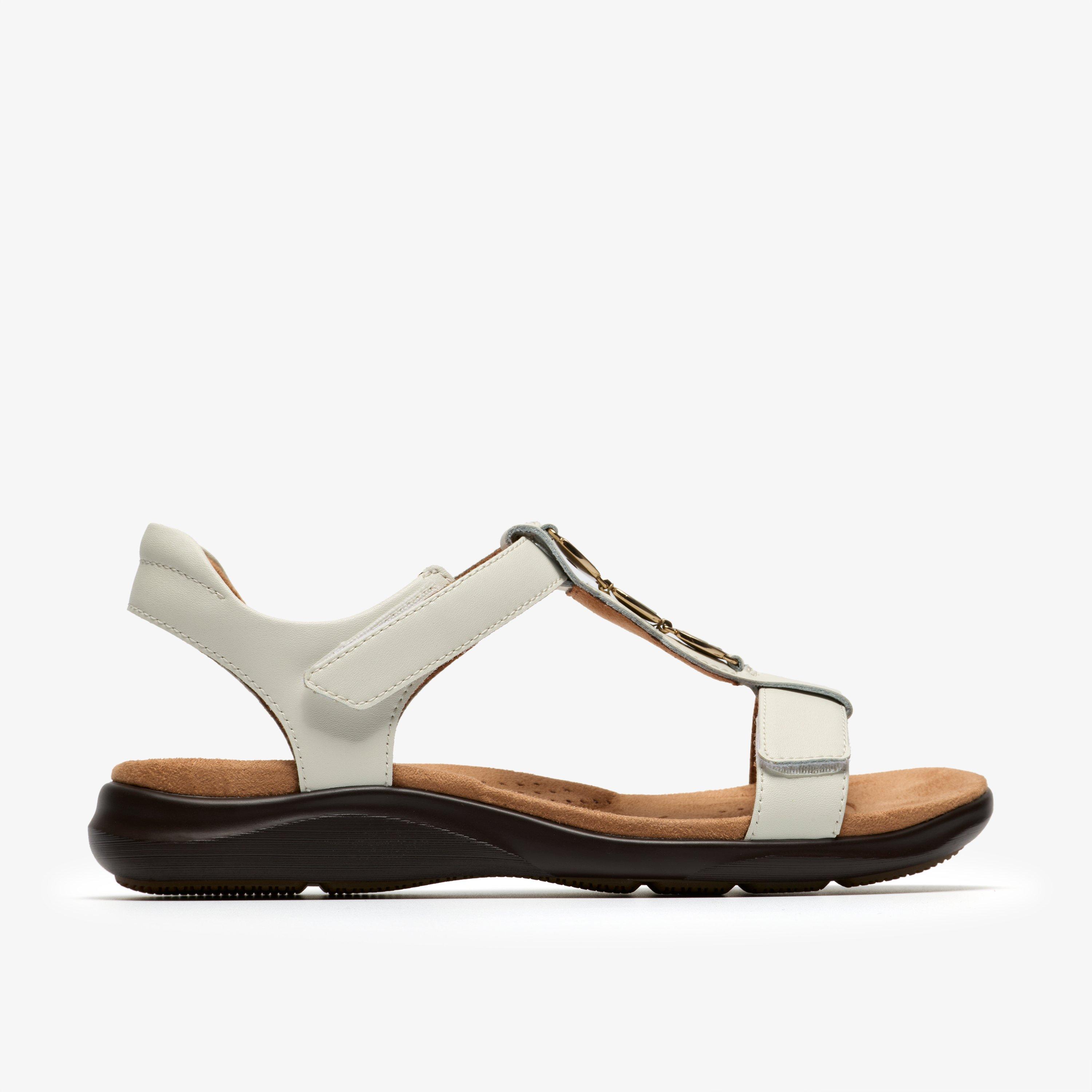 Kitly Gem White Leather Flat Sandals, view 1 of 6