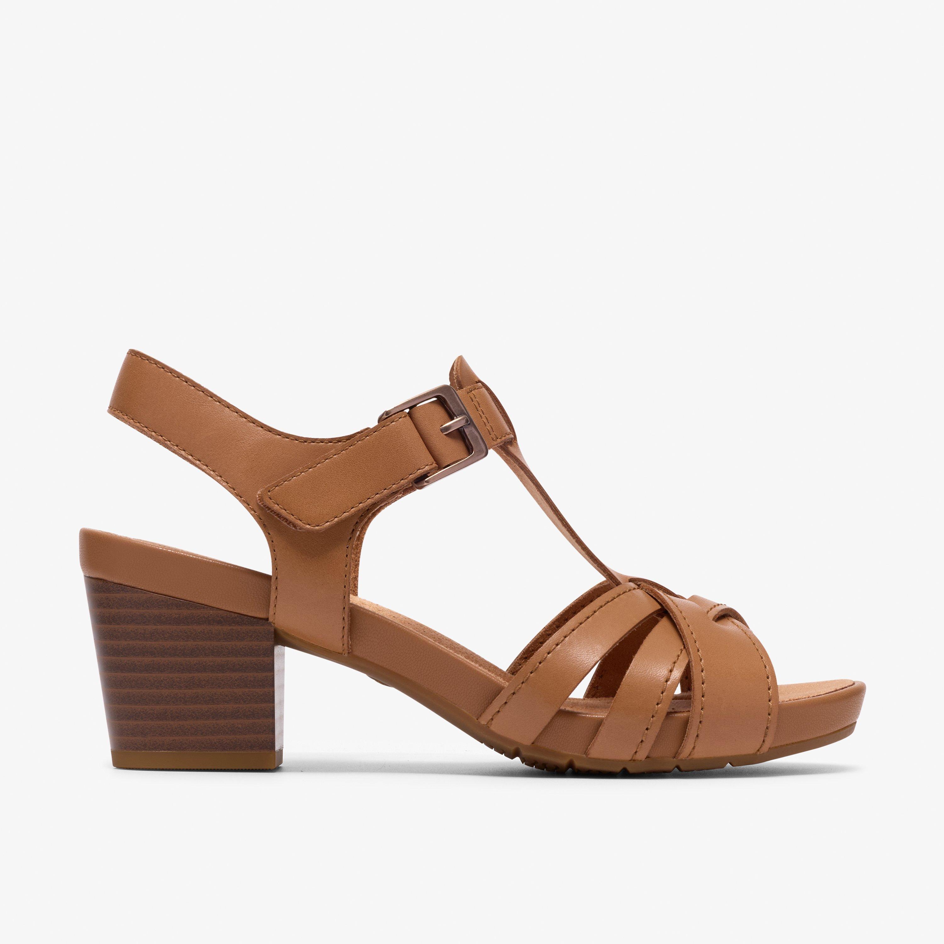 Kymber Glow Tan Leather Heeled Sandals, view 1 of 6