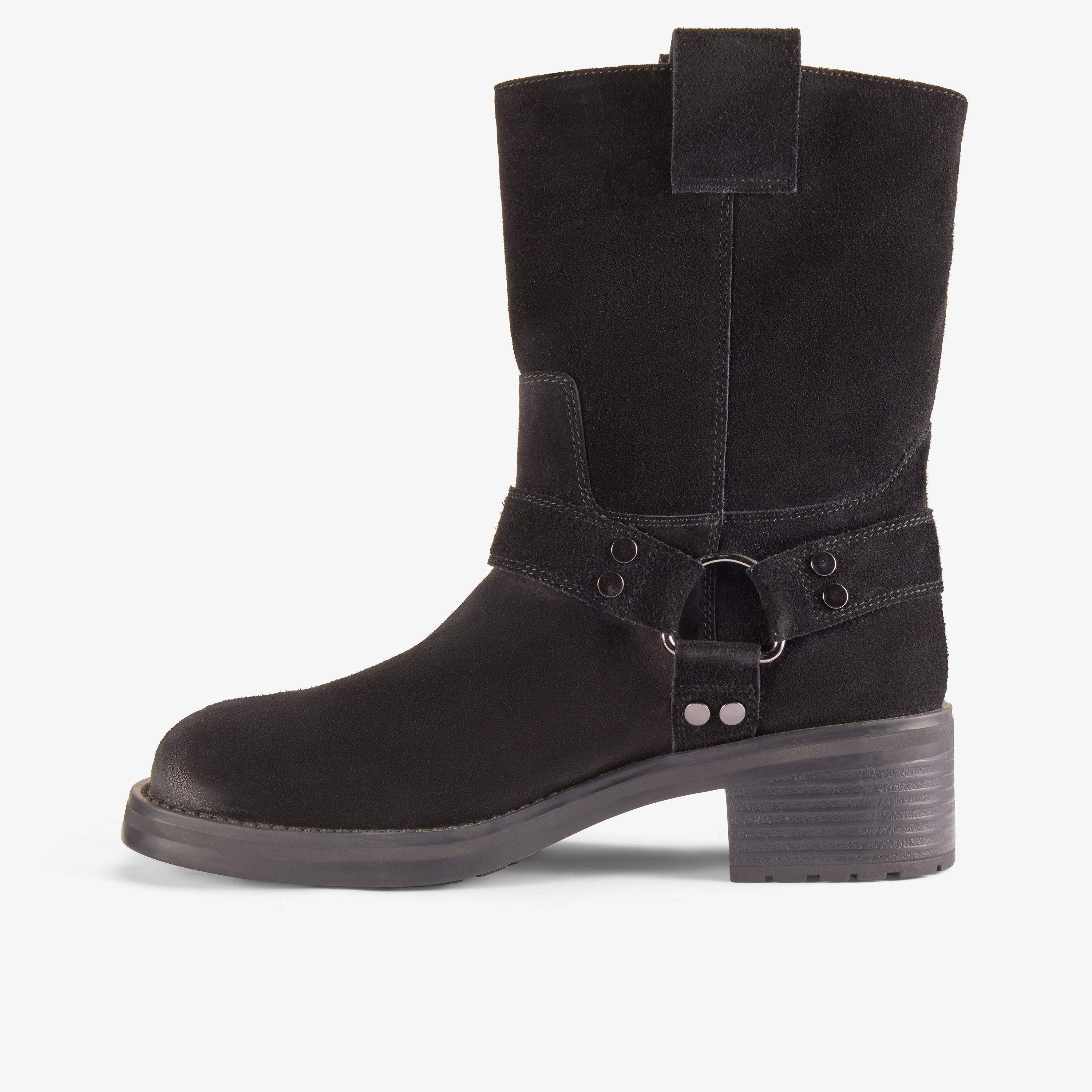 Chai Bliss Black Suede Mid Calf Boots, view 2 of 6