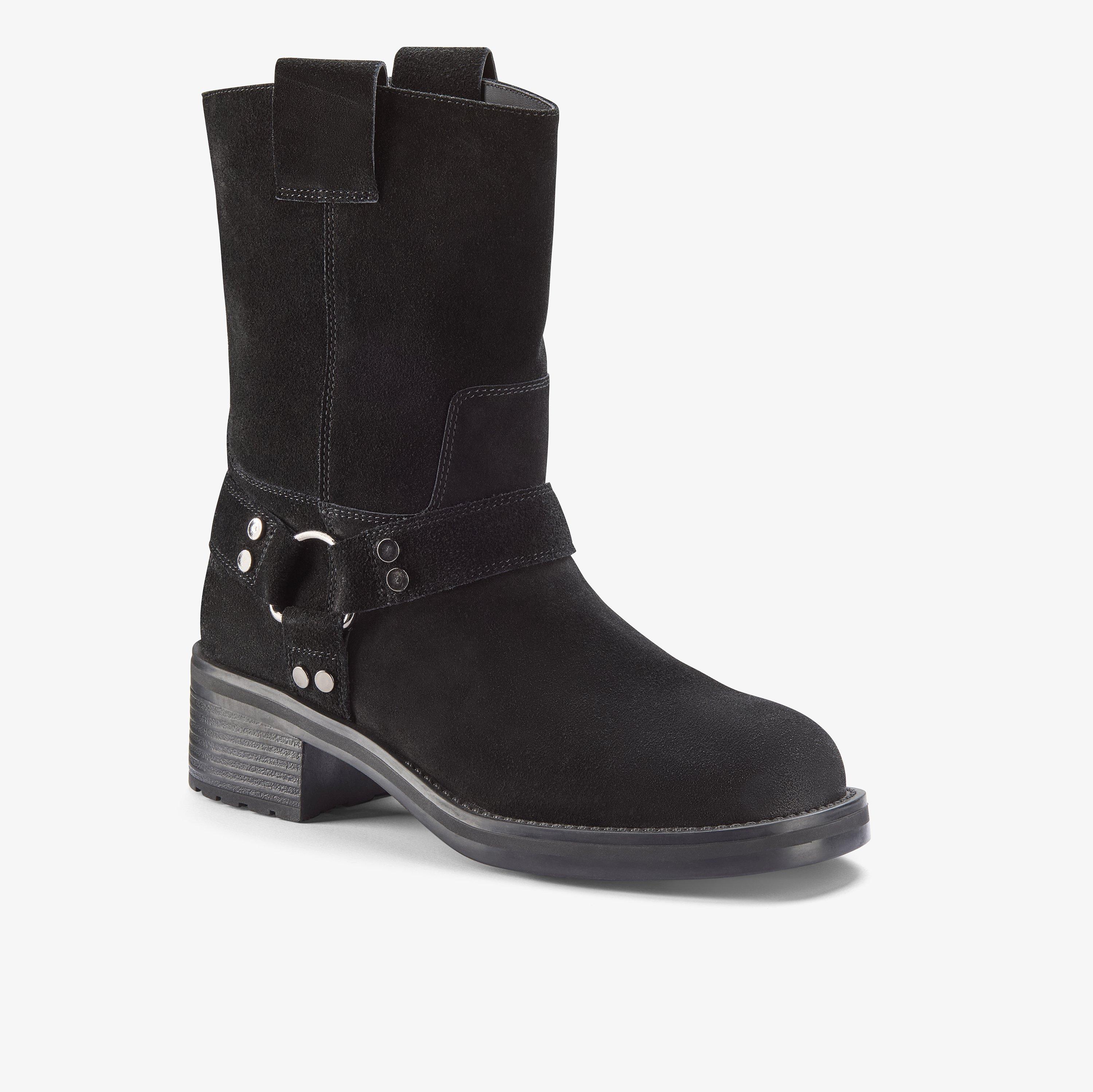 Chai Bliss Black Suede Mid Calf Boots, view 4 of 6