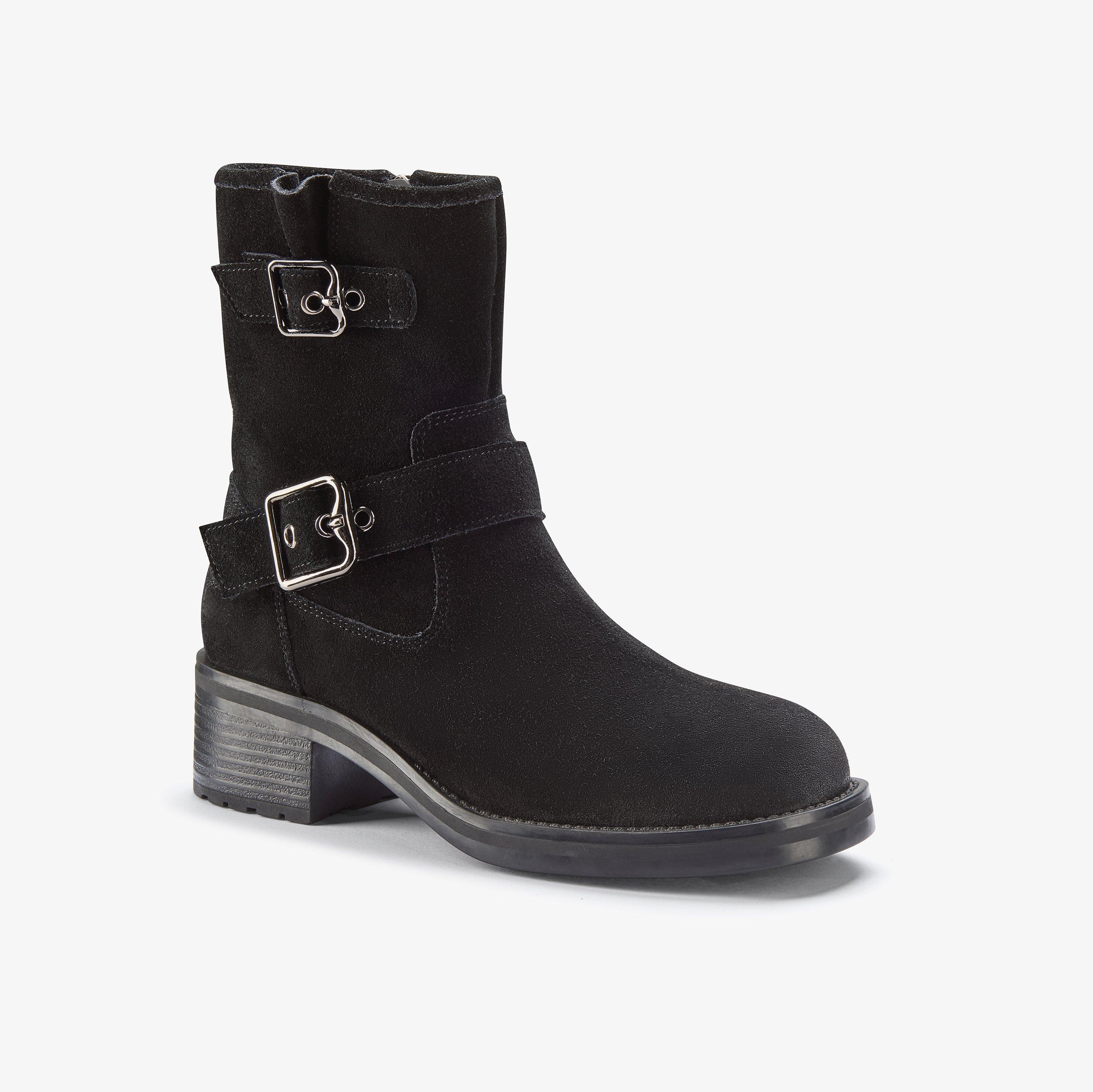 Chai Charm Black Suede Mid Calf Boots, view 4 of 6