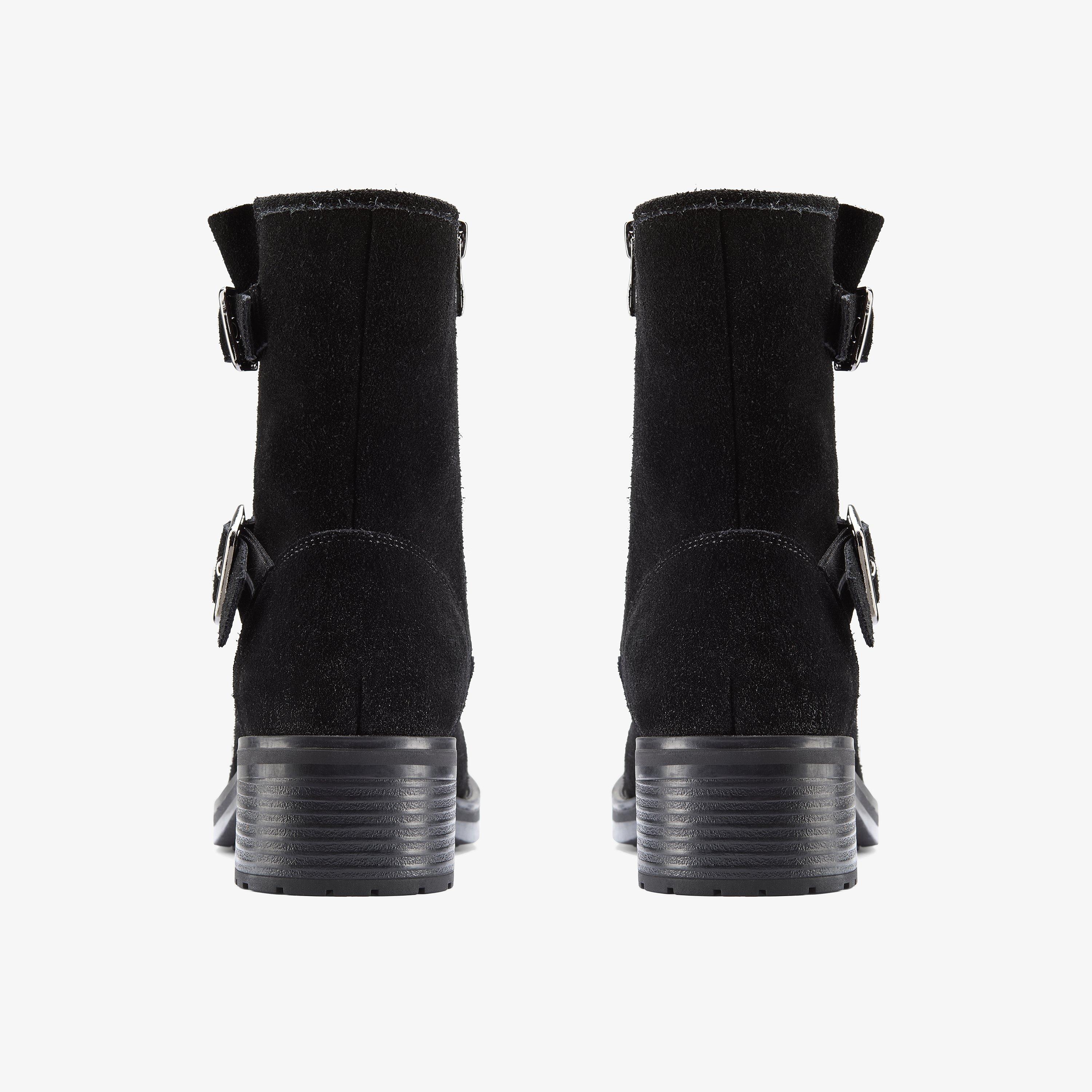Chai Charm Black Suede Mid Calf Boots, view 5 of 6