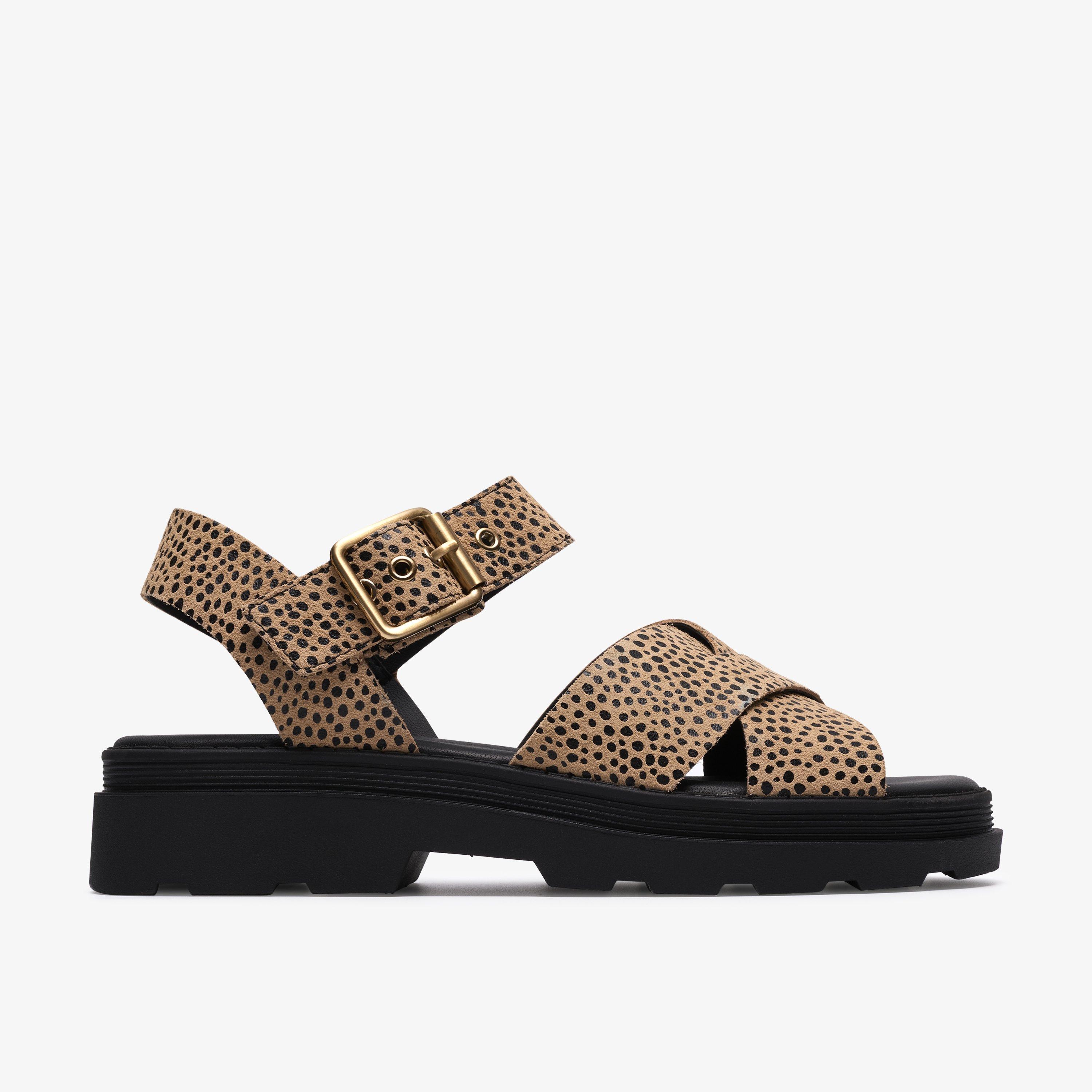 Orinoco3 Cross Animal Print Flat Sandals, view 1 of 6