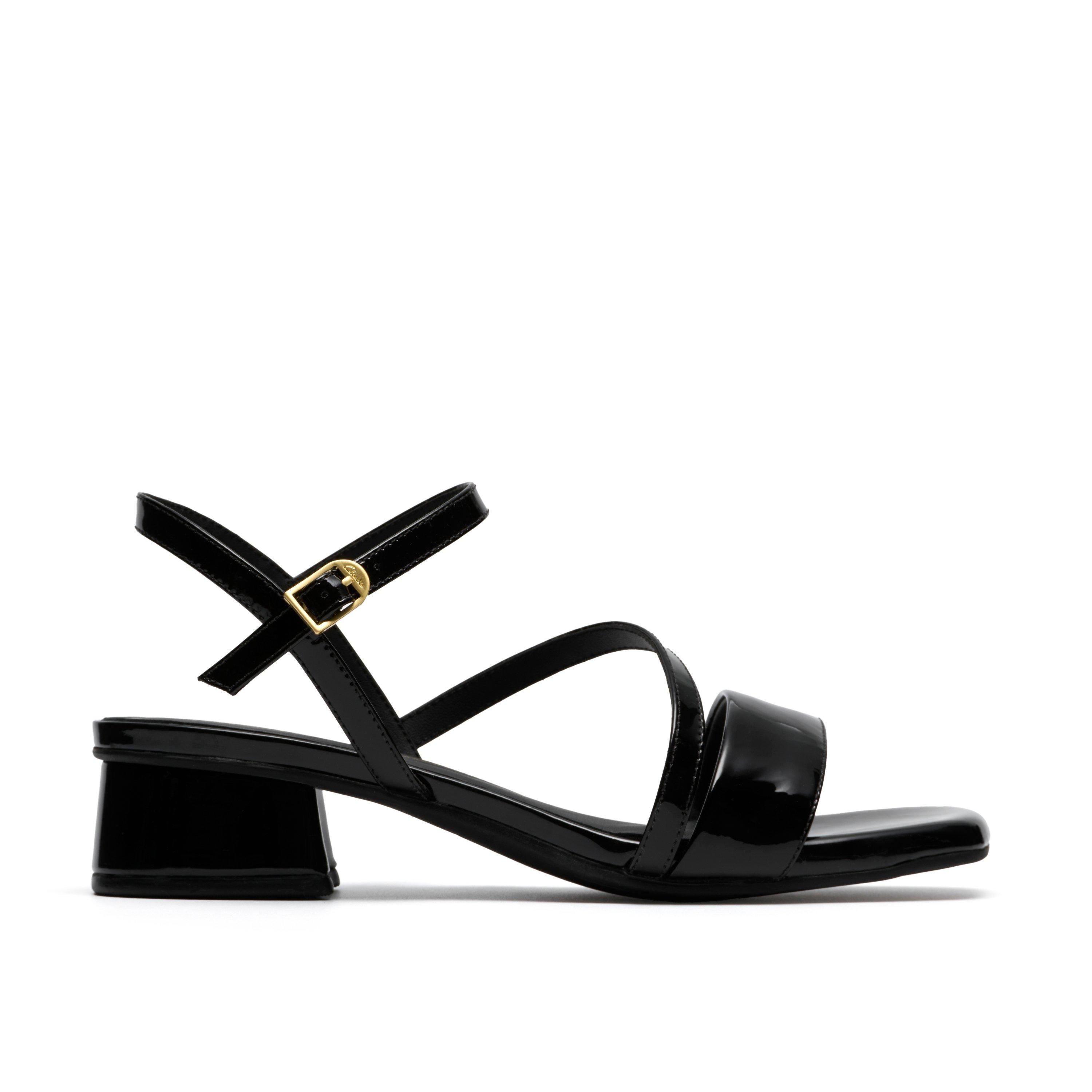 Clarks Women's Black Leather Serina35 Strap Standard Fit