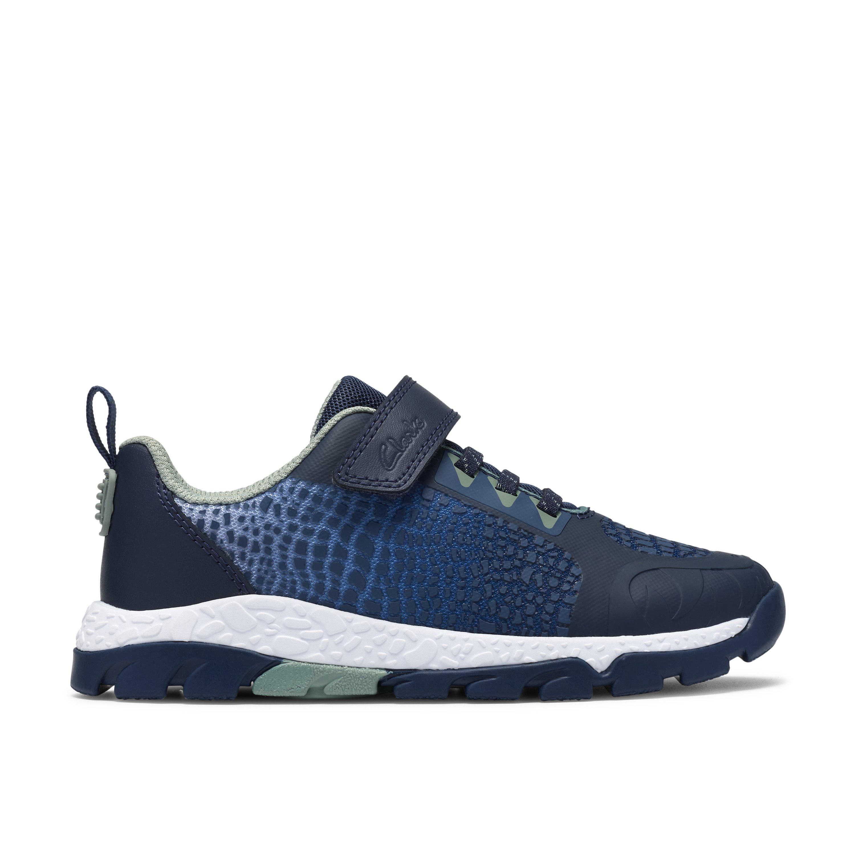Clarks Children's Blue Textile Steggy 2 Flux Kid Wide Fit Kids