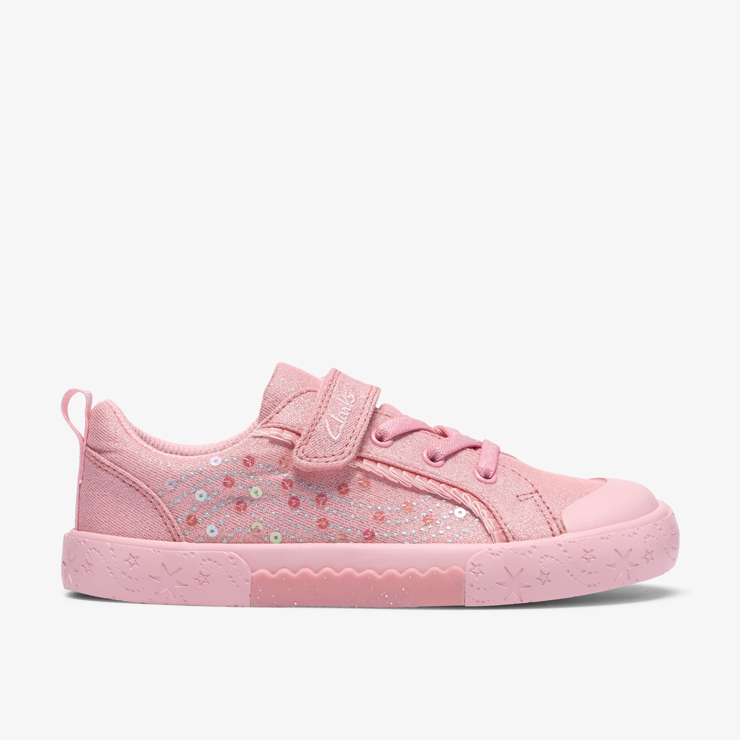 Foxing Gleam Kid Pink Canvas Canvas Trainers Riptape, view 1 of 6