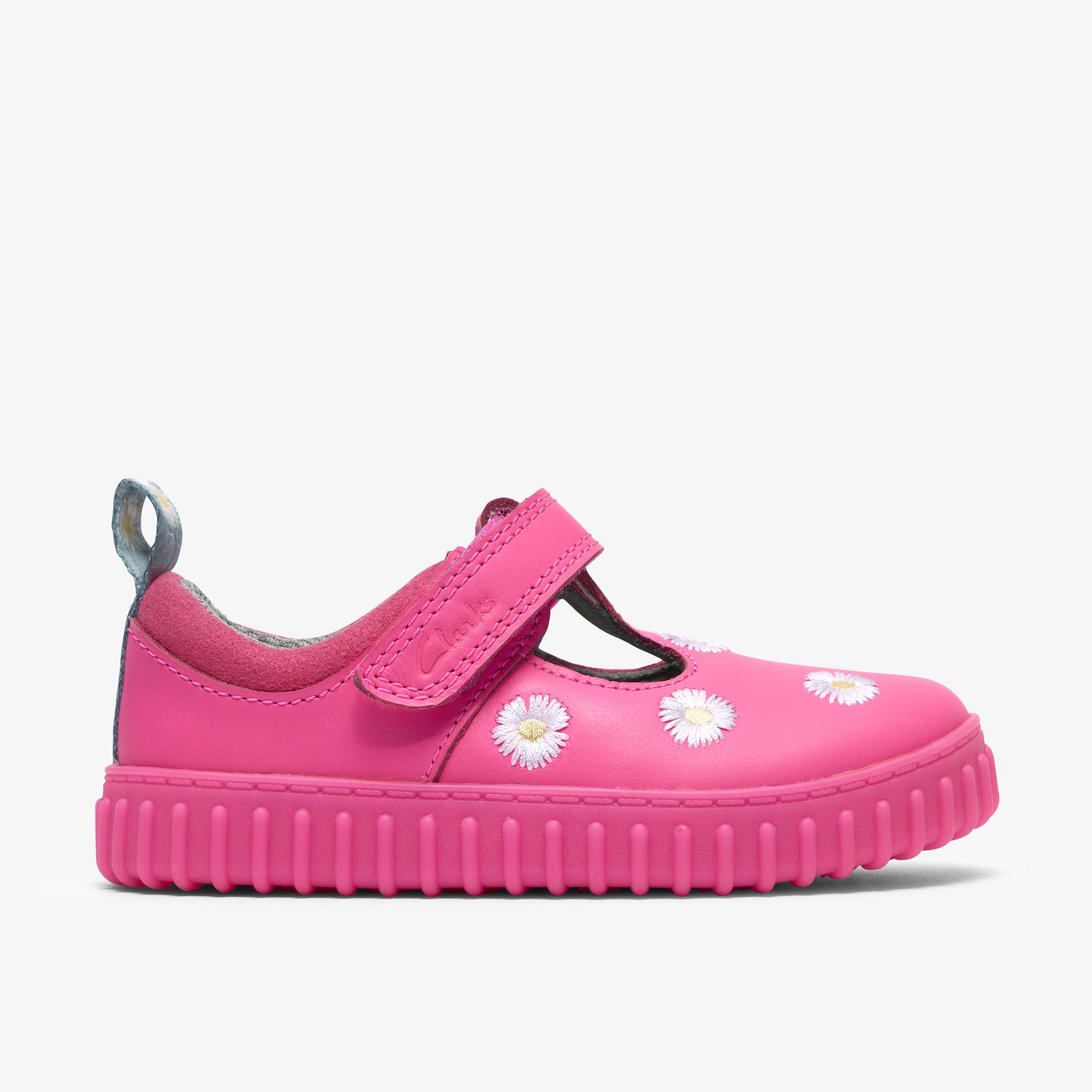 Cove Spring Toddler Pink Leather T Bar Shoes Trainers, view 1 of 6